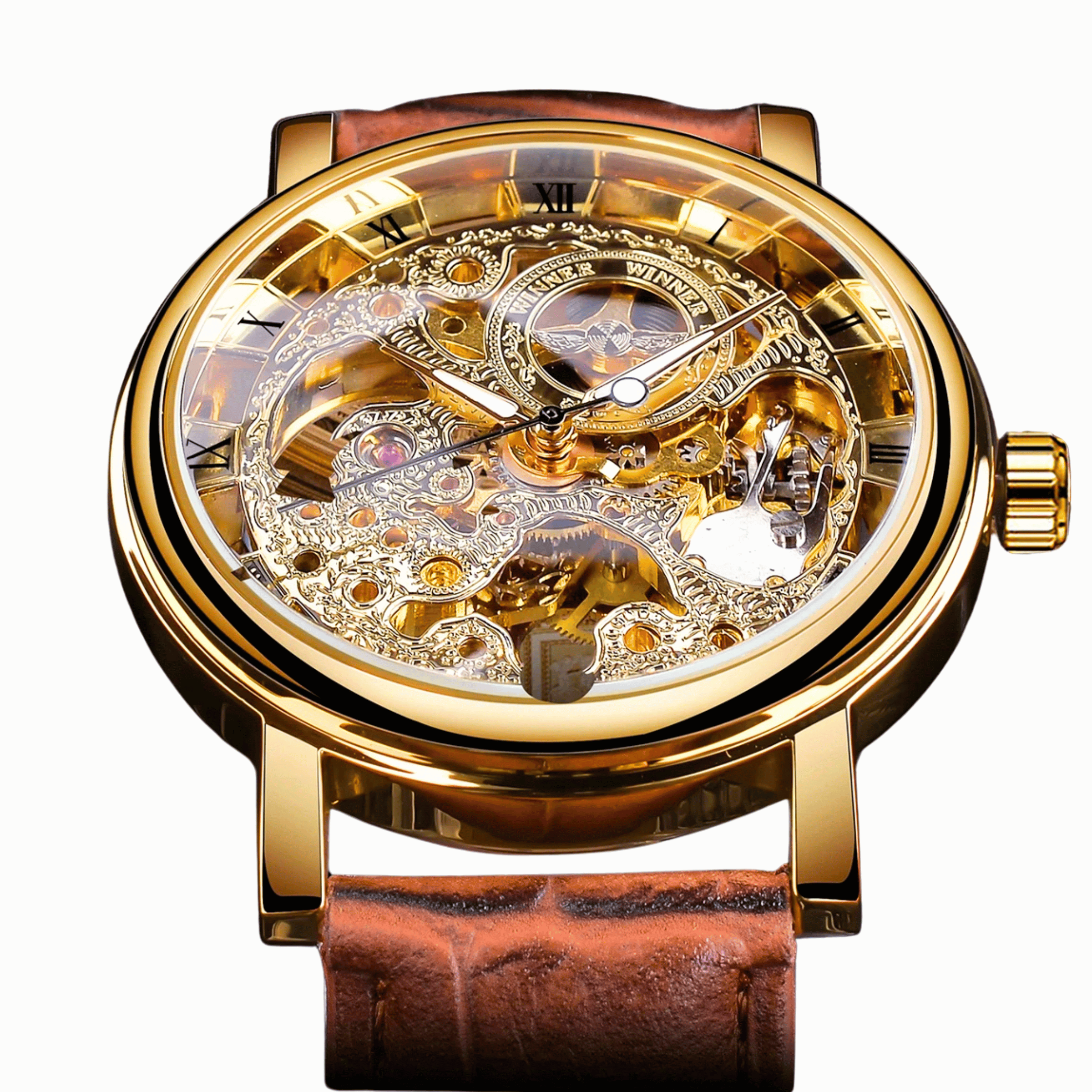 E-shop S& Automatikuhr Herren Uhr mit Lederarmband Männeruhr (inkl. Armbandkürzer, inkl. Uhrenbox), Mechanisch Skelett Uhr Herrenuhr Geschenk