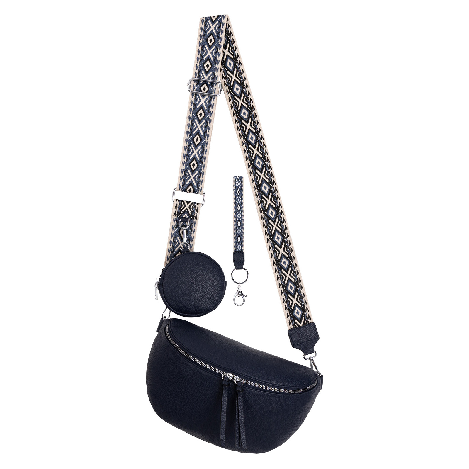 Image of Fanny Pack Sling Bag Crossbody Bag Hip Bag Faux Leather Italy-design 30cm X 18cm X 10cm Including Utensil Pouch And Keychain Charm