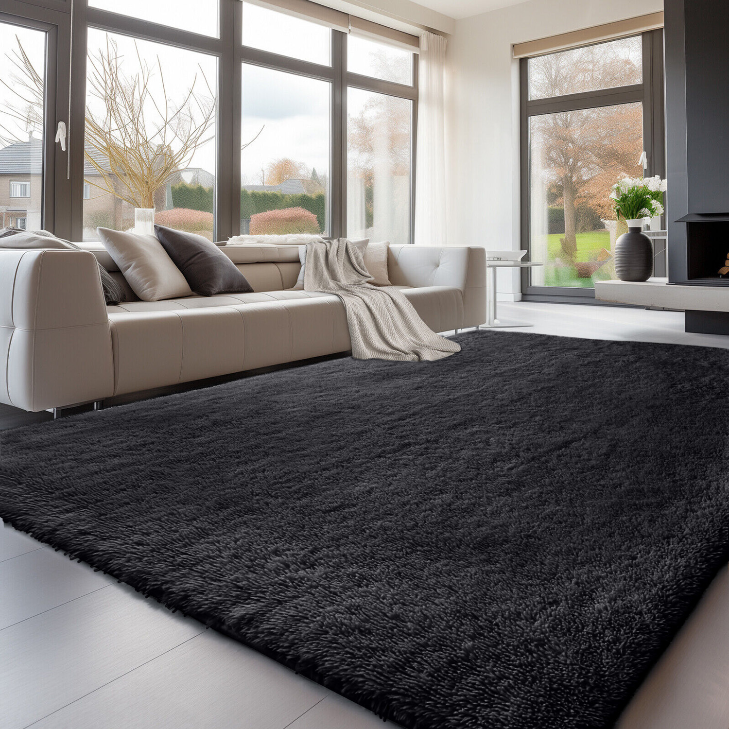 TEMU 1pc Extra Large Super Soft Shaggy Rug – Plush Luxury Non-slip Polyester Area Mat, Machine Washable Floor Mat For Living Room, Bedroom & Large