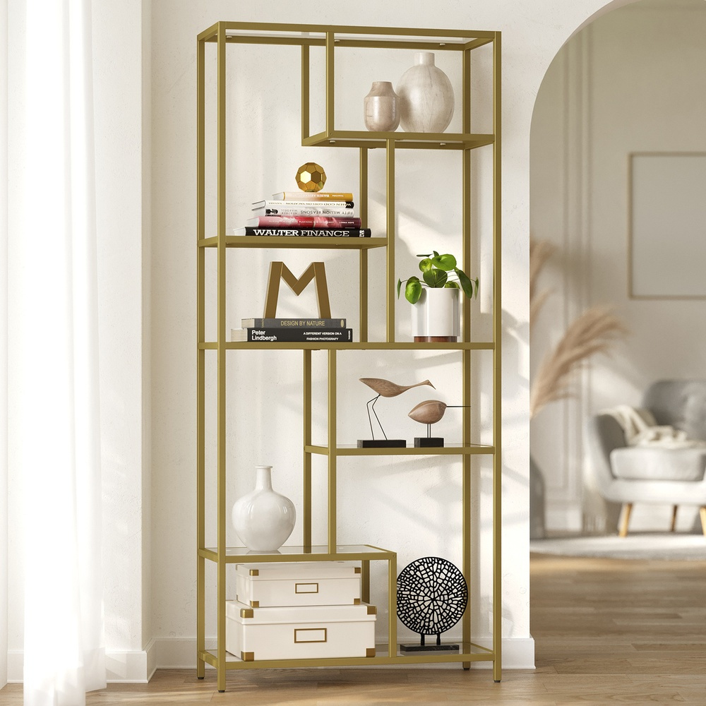 TEMU Étagère de rangement simple, à 6 niveaux, étagère à plantes de salon, verre trempé, stable et durable, adaptée à plusieurs scènes à