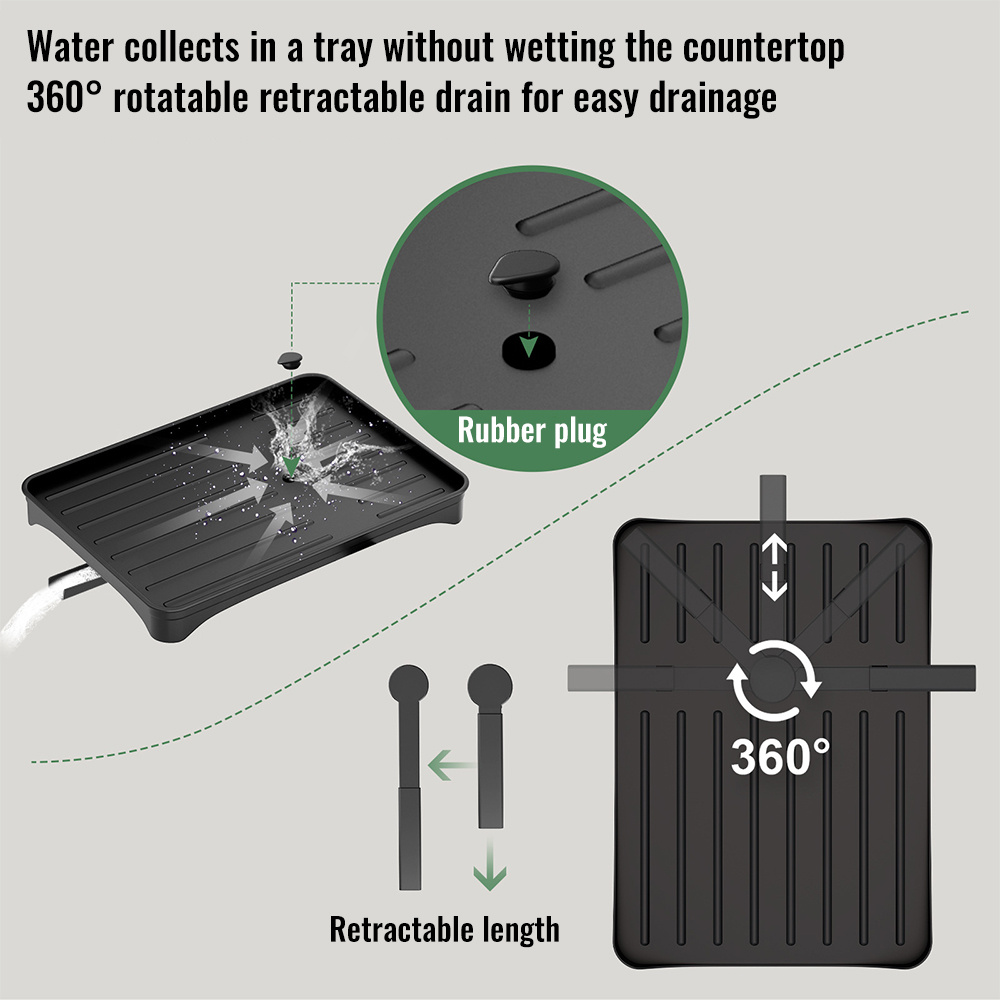 Étagère de Séchage à Vaisselle 2 Niveaux Grande Capacité avec Bac d'Égouttage, Support de Rangement en Acier Carbone pour Bols, Tasses, Planches à Découper, Étagère Multifonctionnelle - Sans Montage Requis, Organisateur de Cuisine