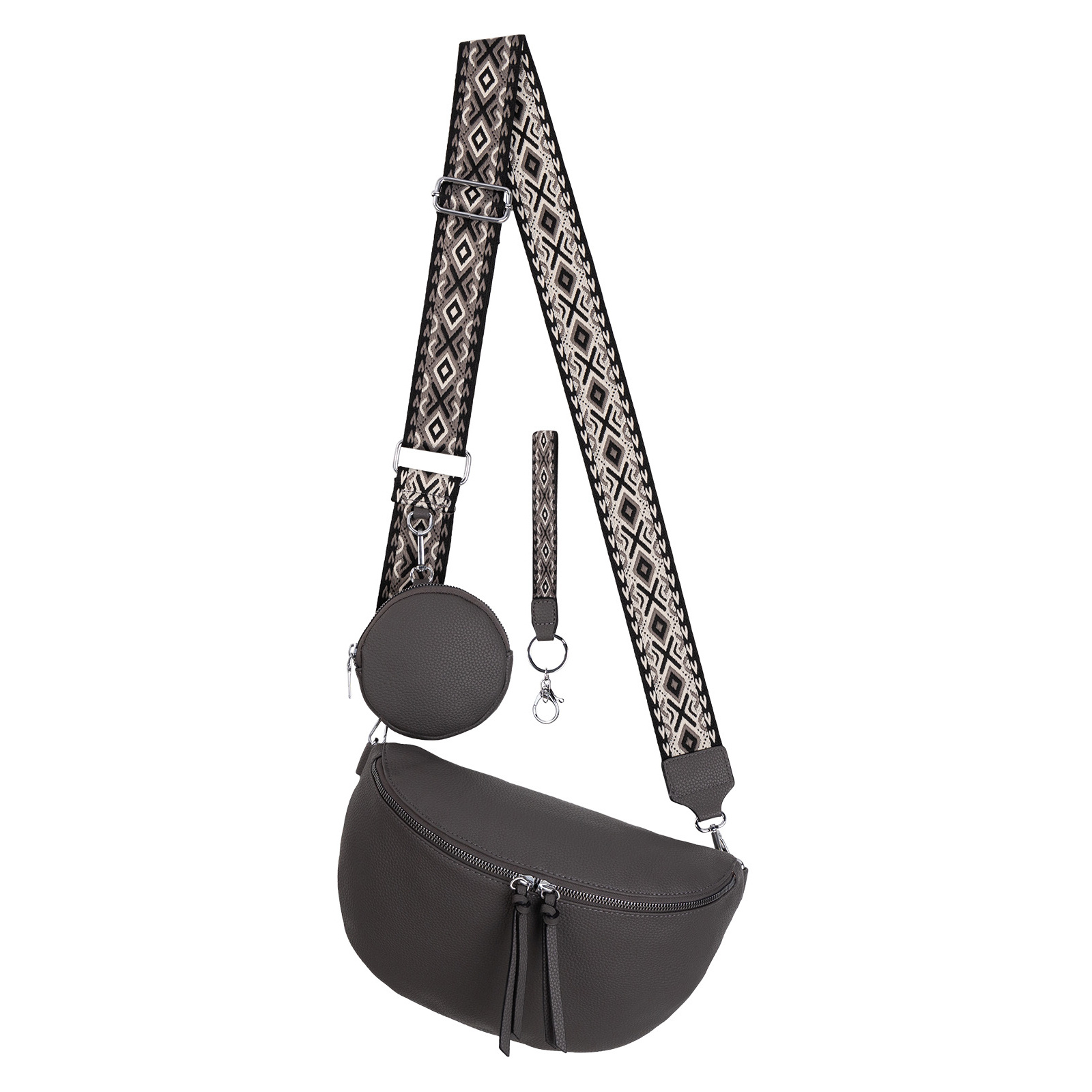 Fanny Pack Sling Bag Crossbody Bag Hip Bag Faux Leather Italy-design D.grey