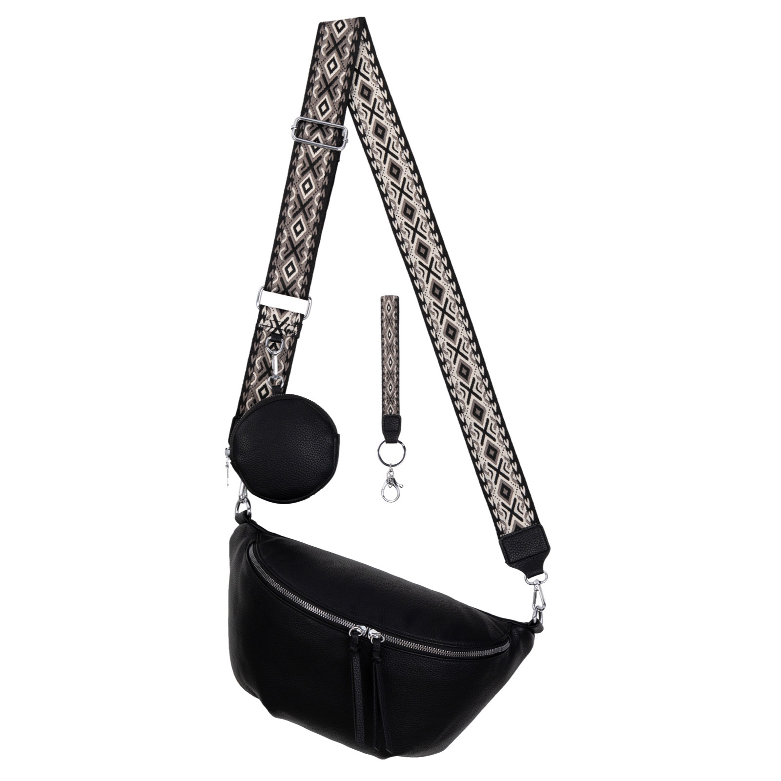 Waist Bag Crossbody Bag Hip Bag Artificial Leather Italy Design Black