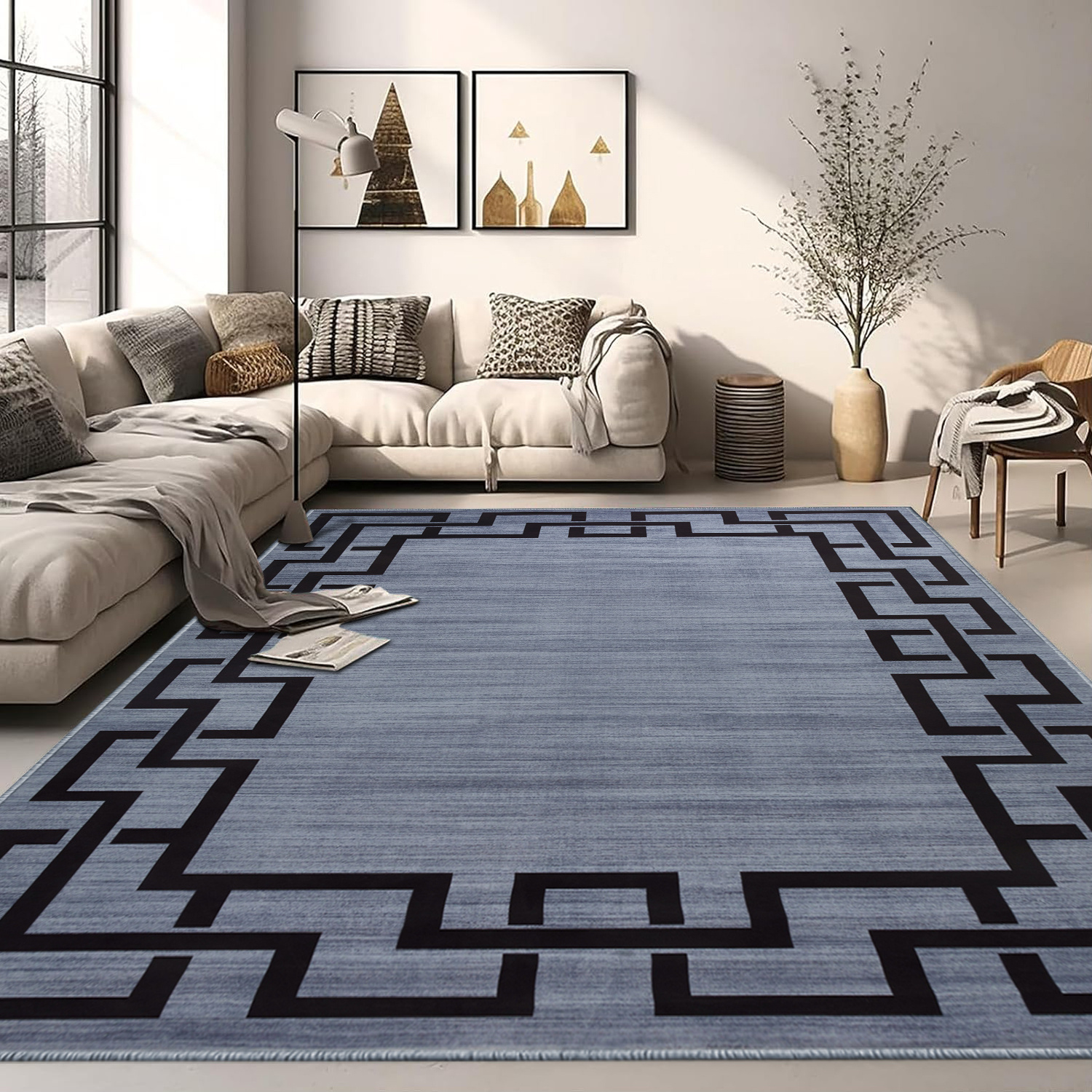 TEMU 1pc Premium Printed Rug – 100% Polypropylene, Ultra Soft & High Quality, Non-slip Rubber Backing, Machine Washable, Perfect For Living Room,