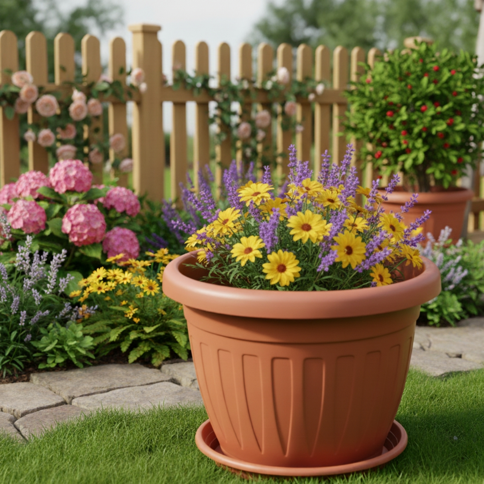 TEMU 3x Flower Pot With Saucer, Ø50 Plant Pot, Flower Pot