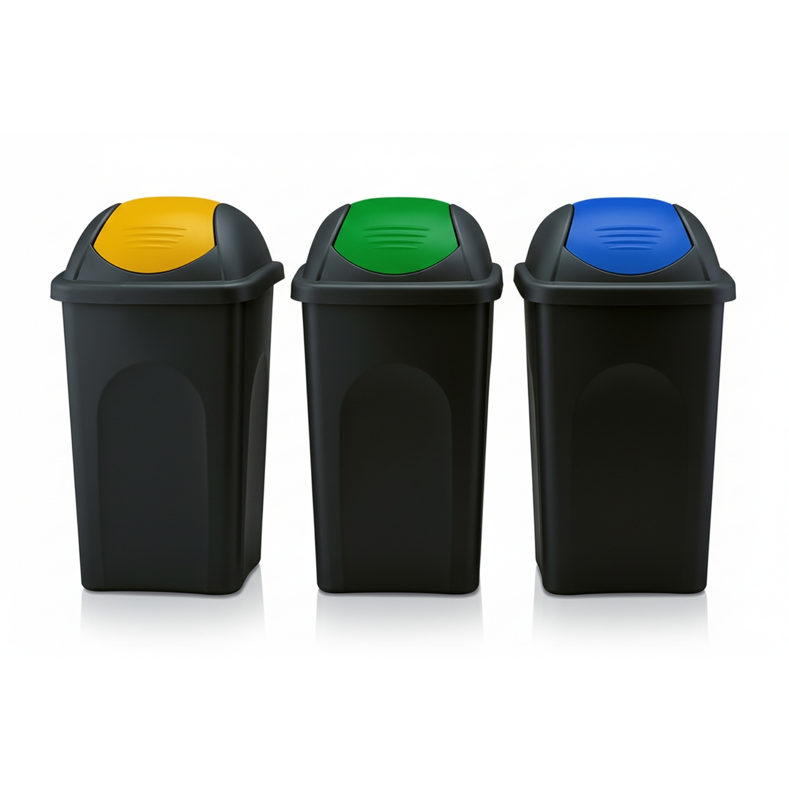 3 Trash Cans, 60l Swing Lid Waste Bins, Garbage Bin