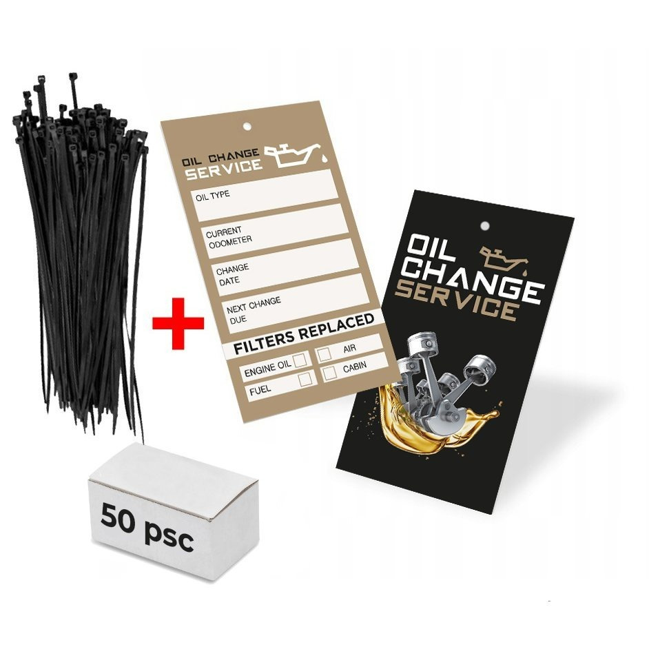 TEMU Service Label Oil Change Tag Hanger 50 Pcs For Car + Ties - English