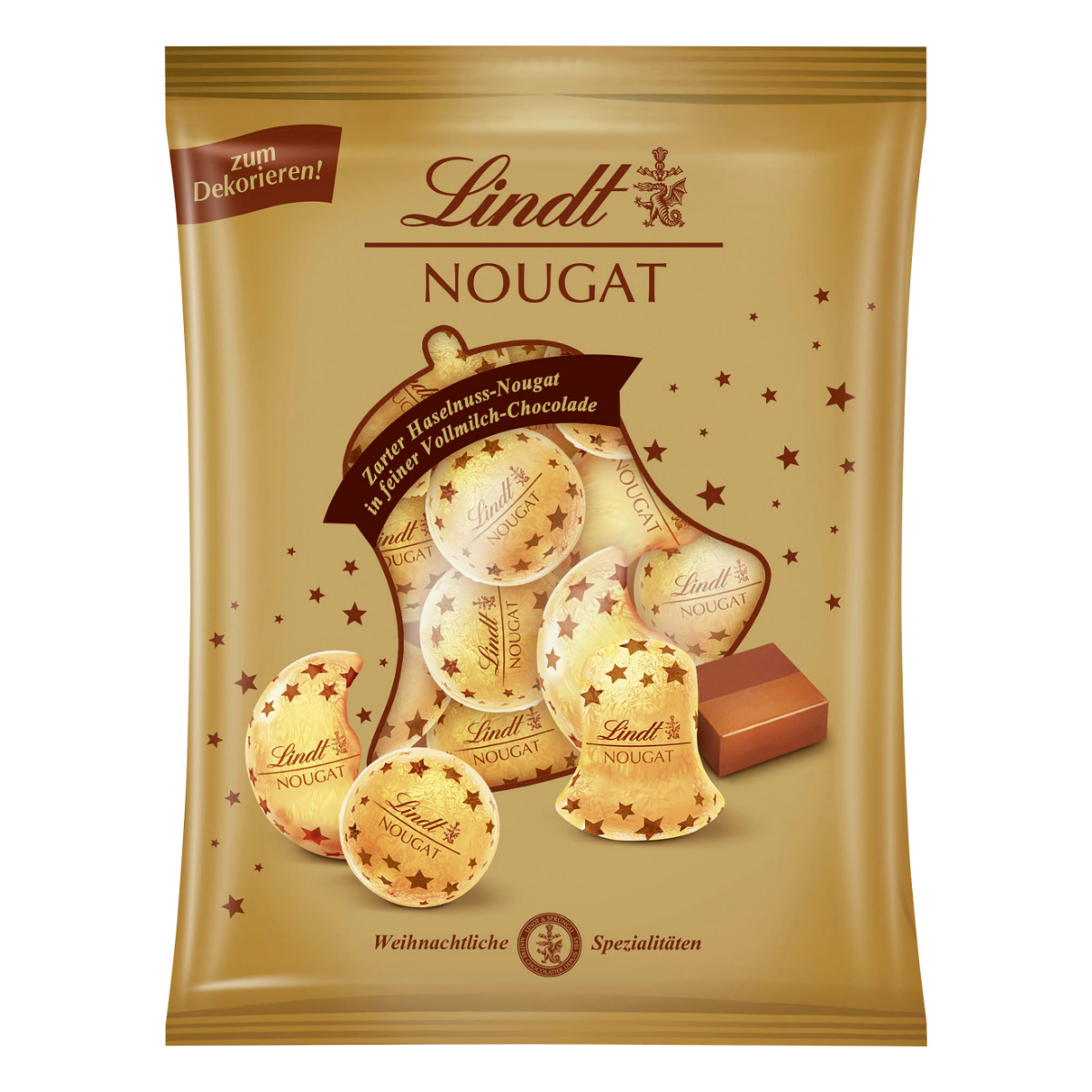 Image of Lindt Nougat Tree Hanging Chocolates Made From Whole Milk Chocolate 100g