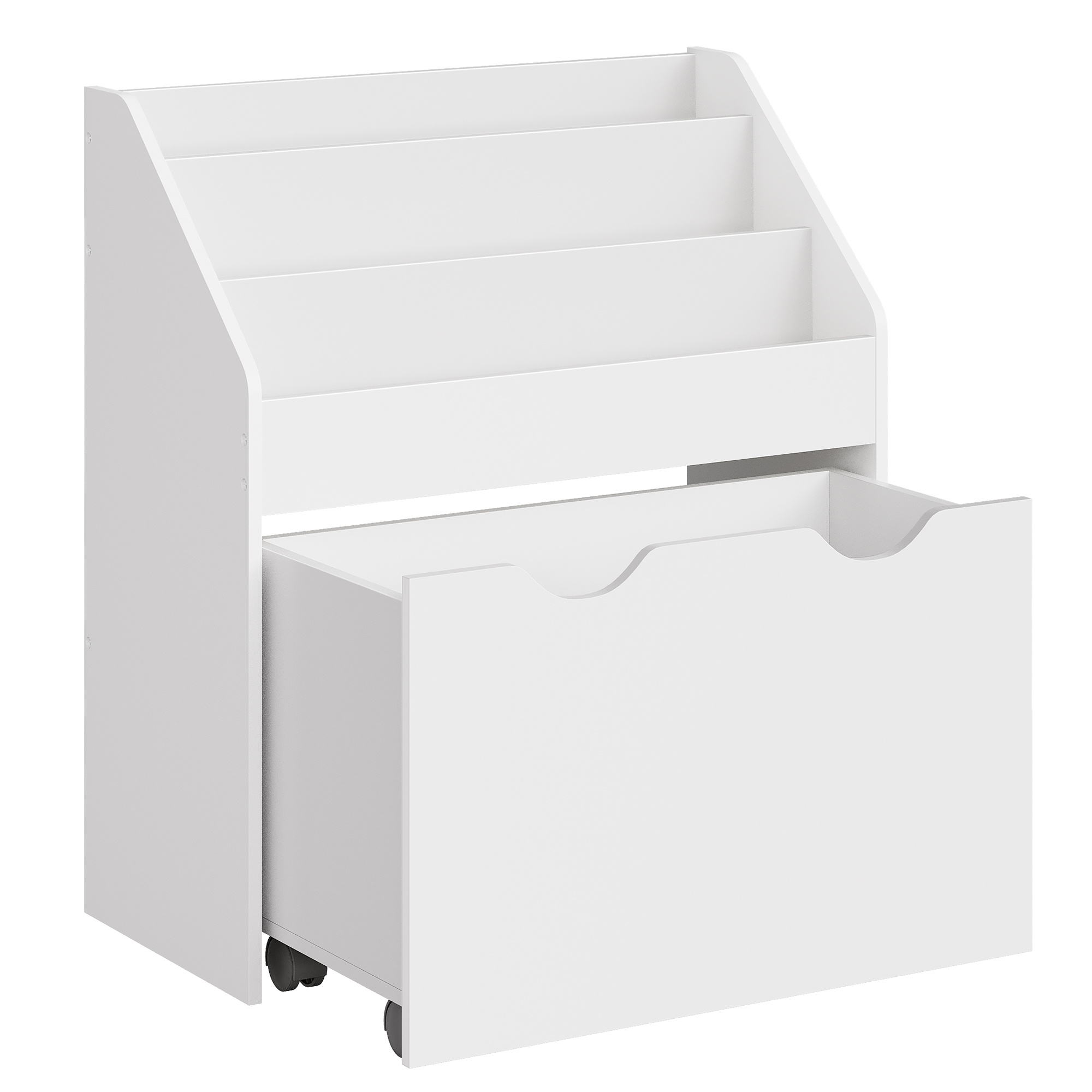 E-shop Bücherregal, Regal, mit 3 Regalebenen, Aufbewahrungsbox auf Rollen, multifunktional, für Arbeitszimmer, Wohnzimmer