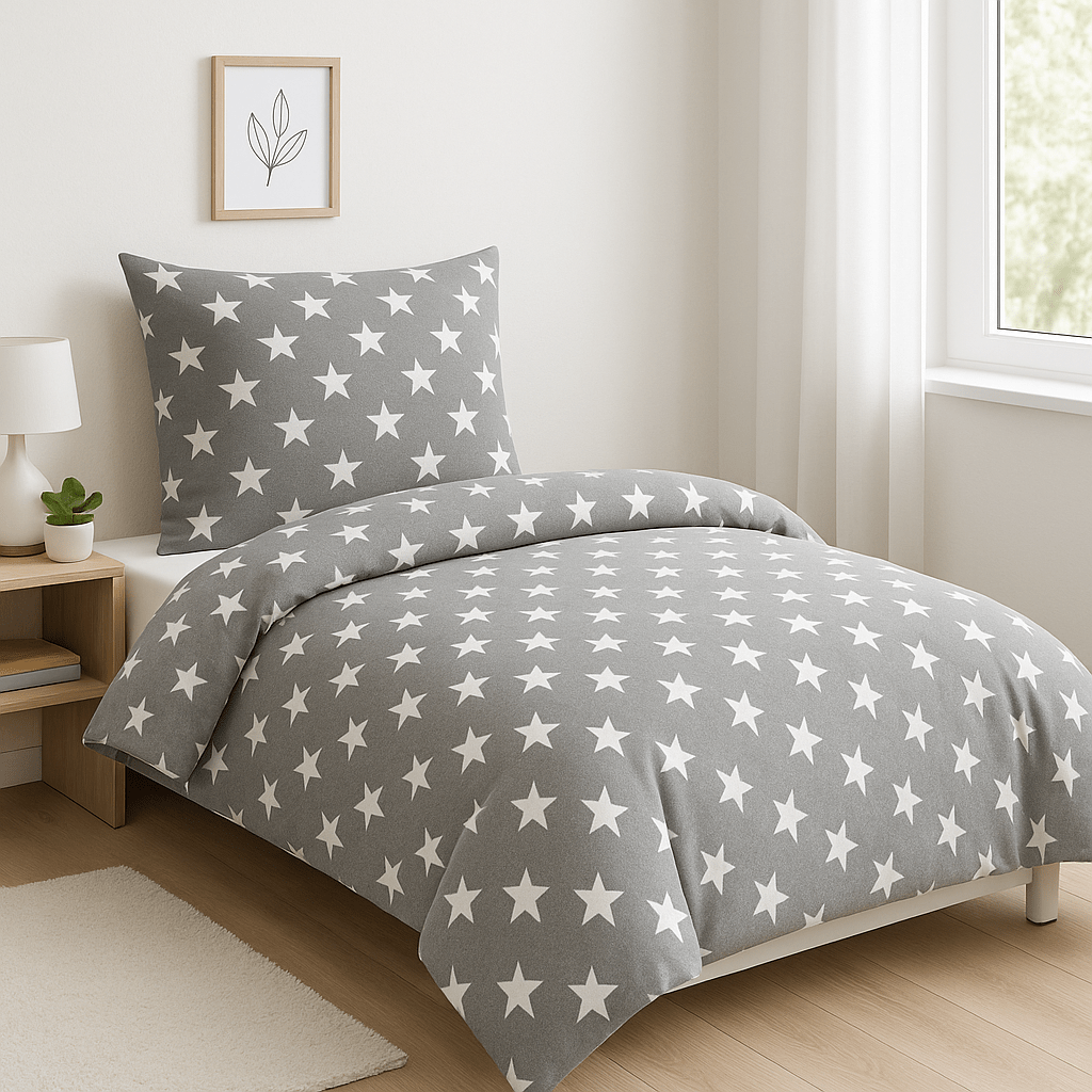 E-shop Baumwolle Fein-Biber Bettwäsche Set 135x200 2 teilig - 1x Deckenbezug + 1x Kissenbezug - Flanell Bettgarnitur - Reißverschluss - Warm Flauschig
