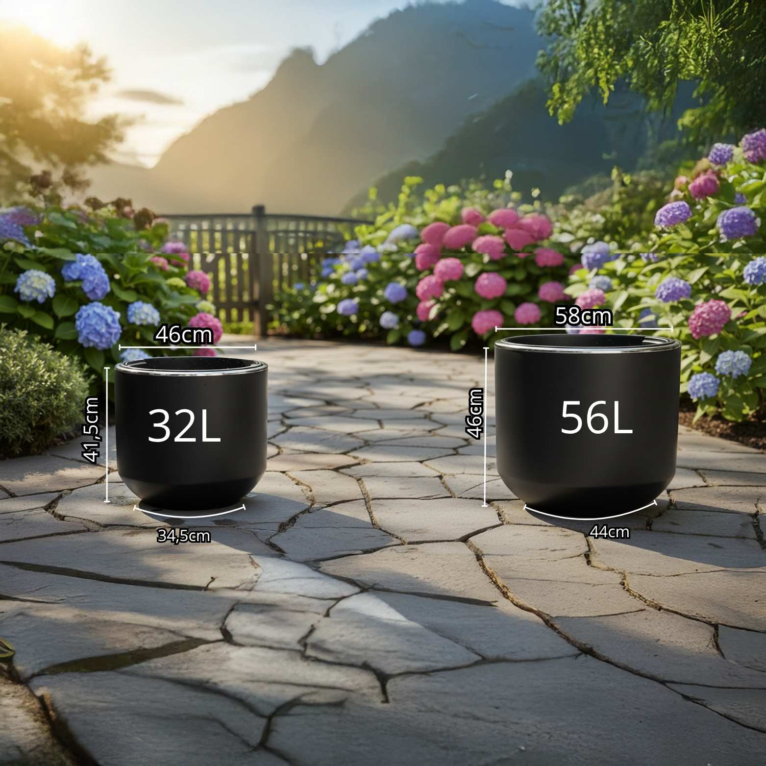 Image of Flower Pot Set Ø 46 + 58 Cm . Inner Pot Weatherproof