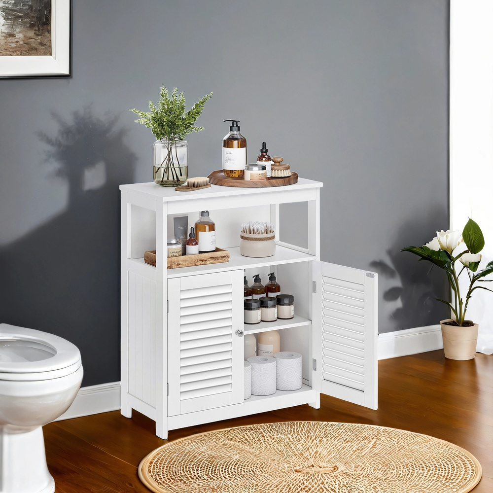 E-shop Badschrank, Aufbewahrungsschrank, Badezimmerschrank, mit offenem Fach und verstellbarer Ablage, 30 x 60 x 80 cm, weiß