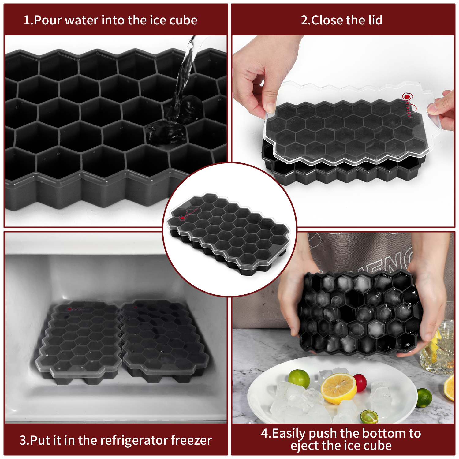 3 Pack Ice Tray with Removable Lid