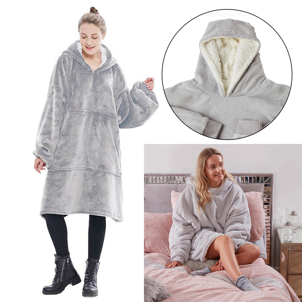 TEMU 1pc Cozy Wearable Blanket Hoodie, Oversized Flannel Hooded Blanket Sweatshirt, Strong Fleece & Flannel Tv Throw, Machine Washable, Soft And