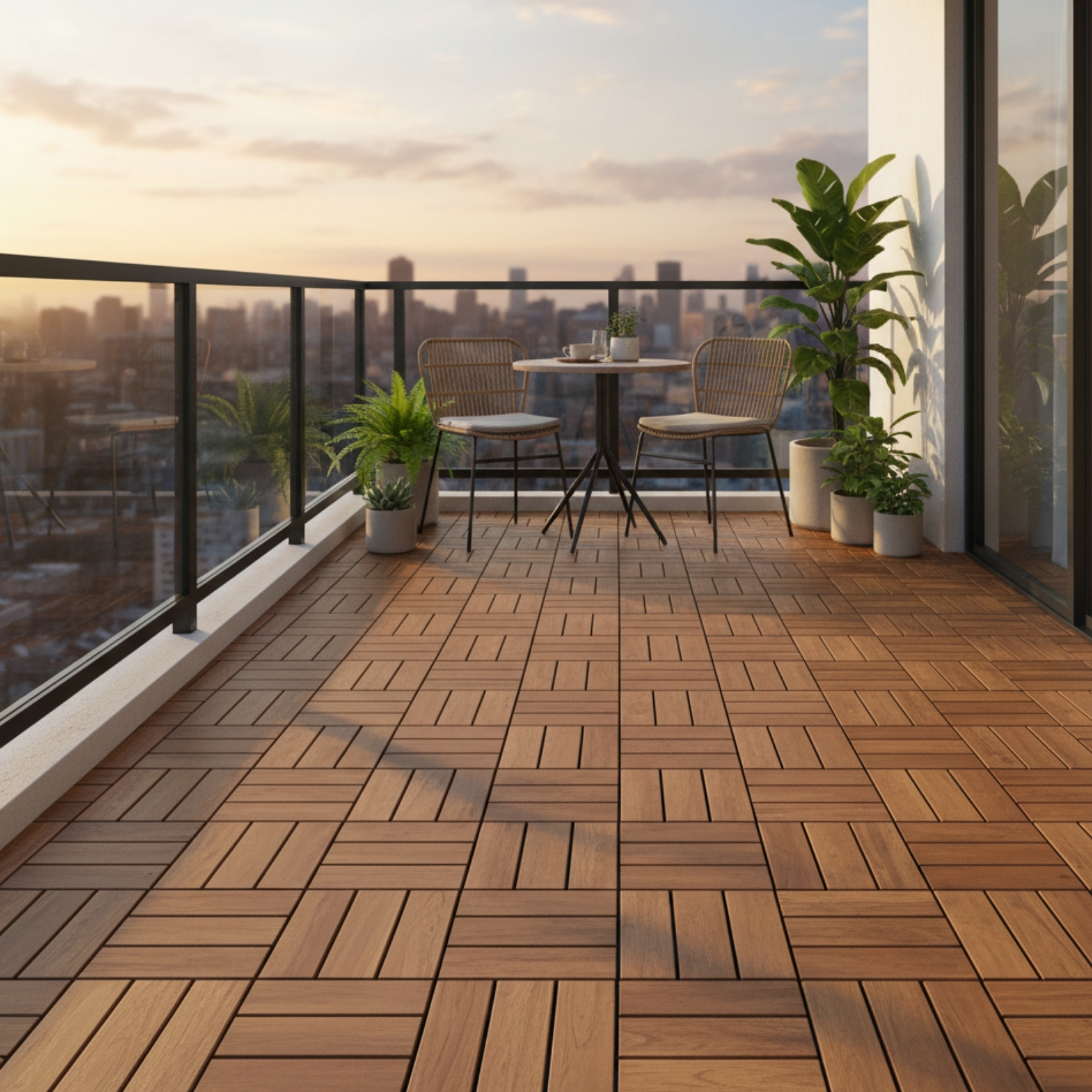 Wooden Tiles, 11-piece Acacia Wood For 1m²