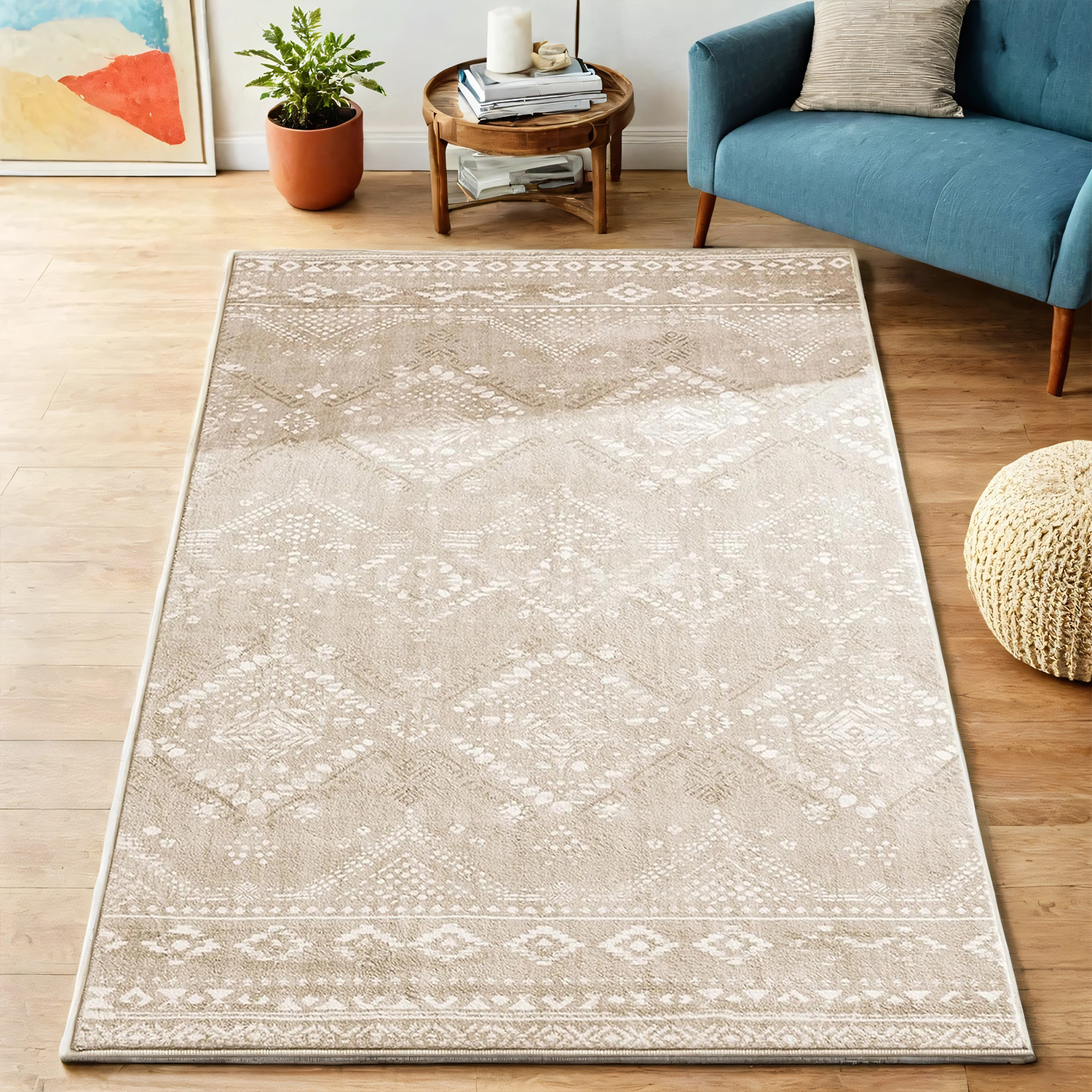 Image of Carpet, 80.1 X 150.1 Cm, Non-slip Living Room Rug, Machine Washable, Boho Style, For Living Room Or Bedroom