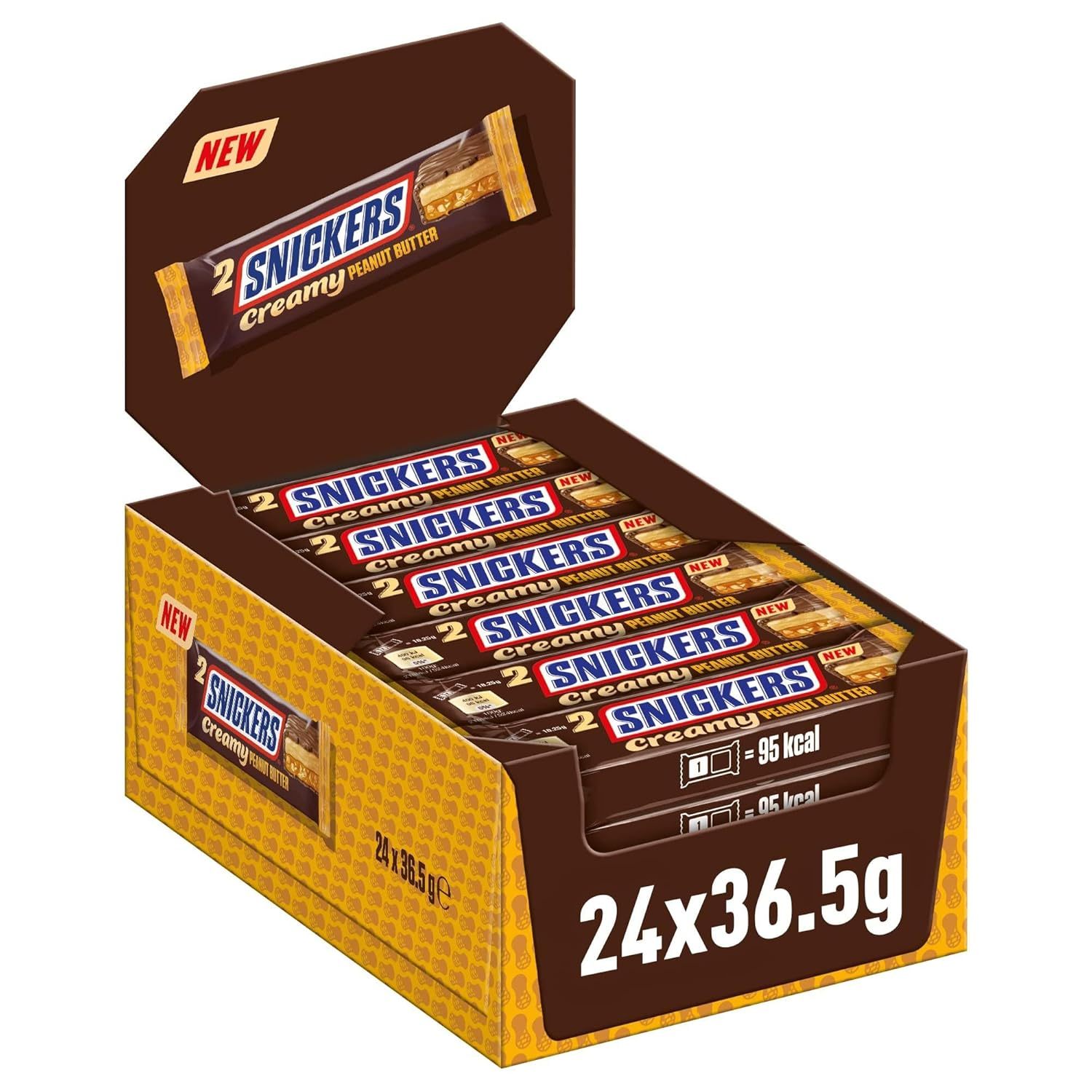 Image of Snickers Creamy Peanut Butter, Chocolate Large Pack, Milk Chocolate, Double Bar, 24 X 36.5g