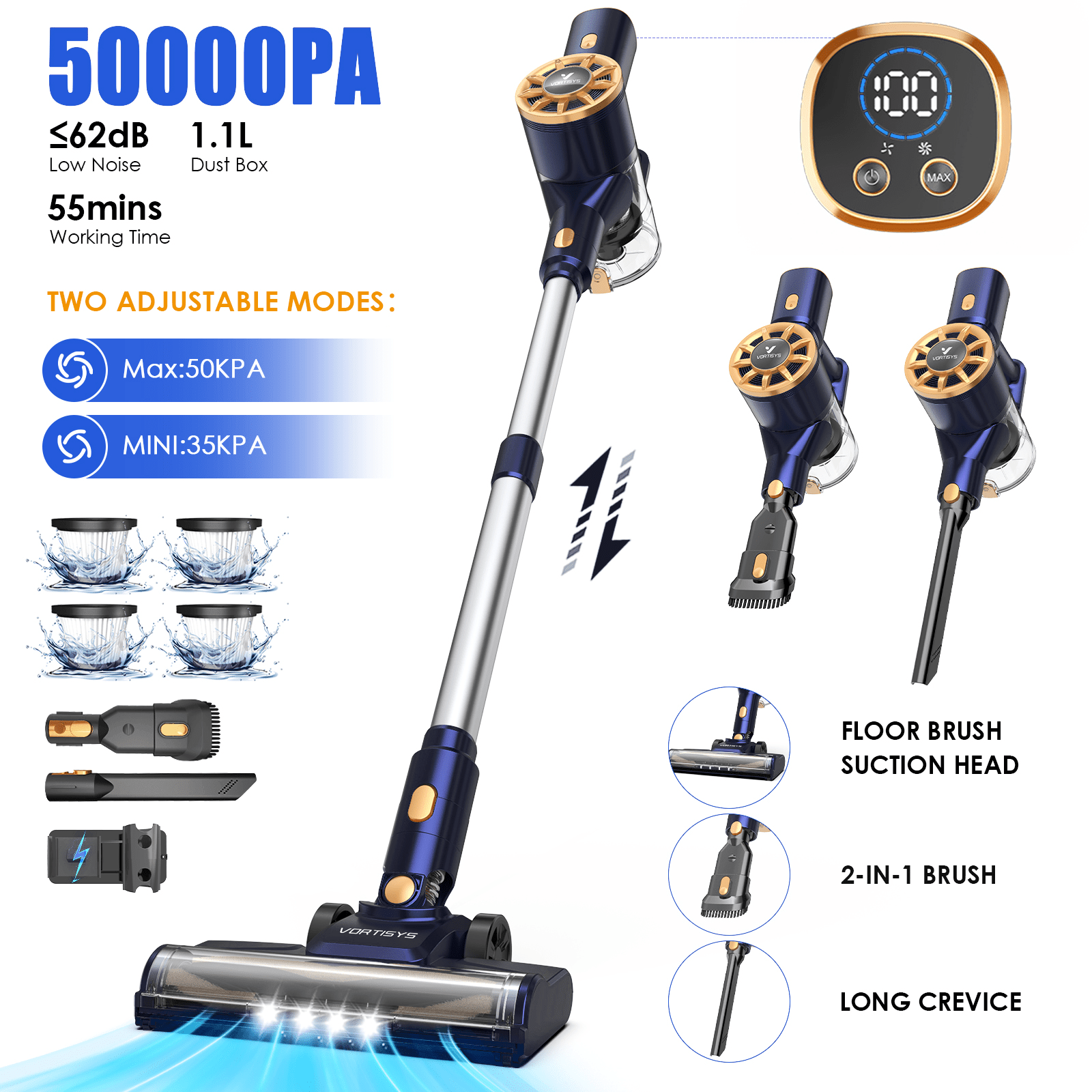 TEMU 55min Battery Vacuum Cleaner, Cordless Vacuum Cleaner With And Charging Station, Lightweight, Anti- Vacuum Cleaner, Cordless Vacuum Cleaner For
