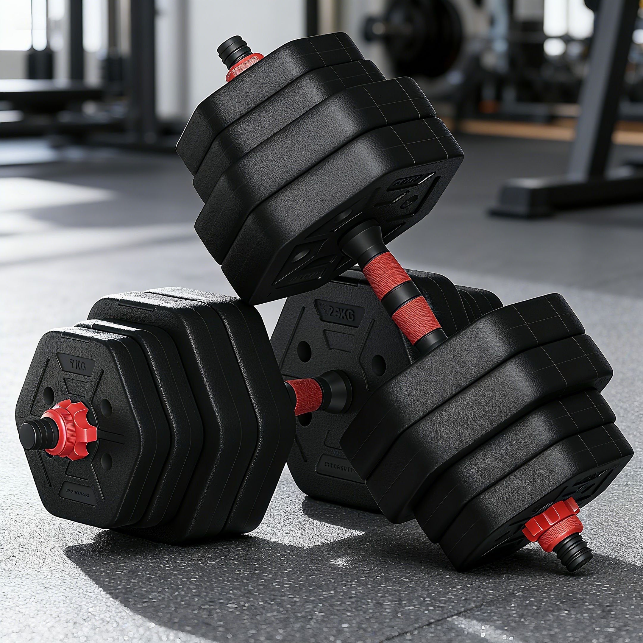 Image of Dumbbell Set With Connecting Bar, Hexagon, Short Dumbbell Set, 30kg, 40kg, For Workout, Fitness Training, Weightlifting For Home, Gym