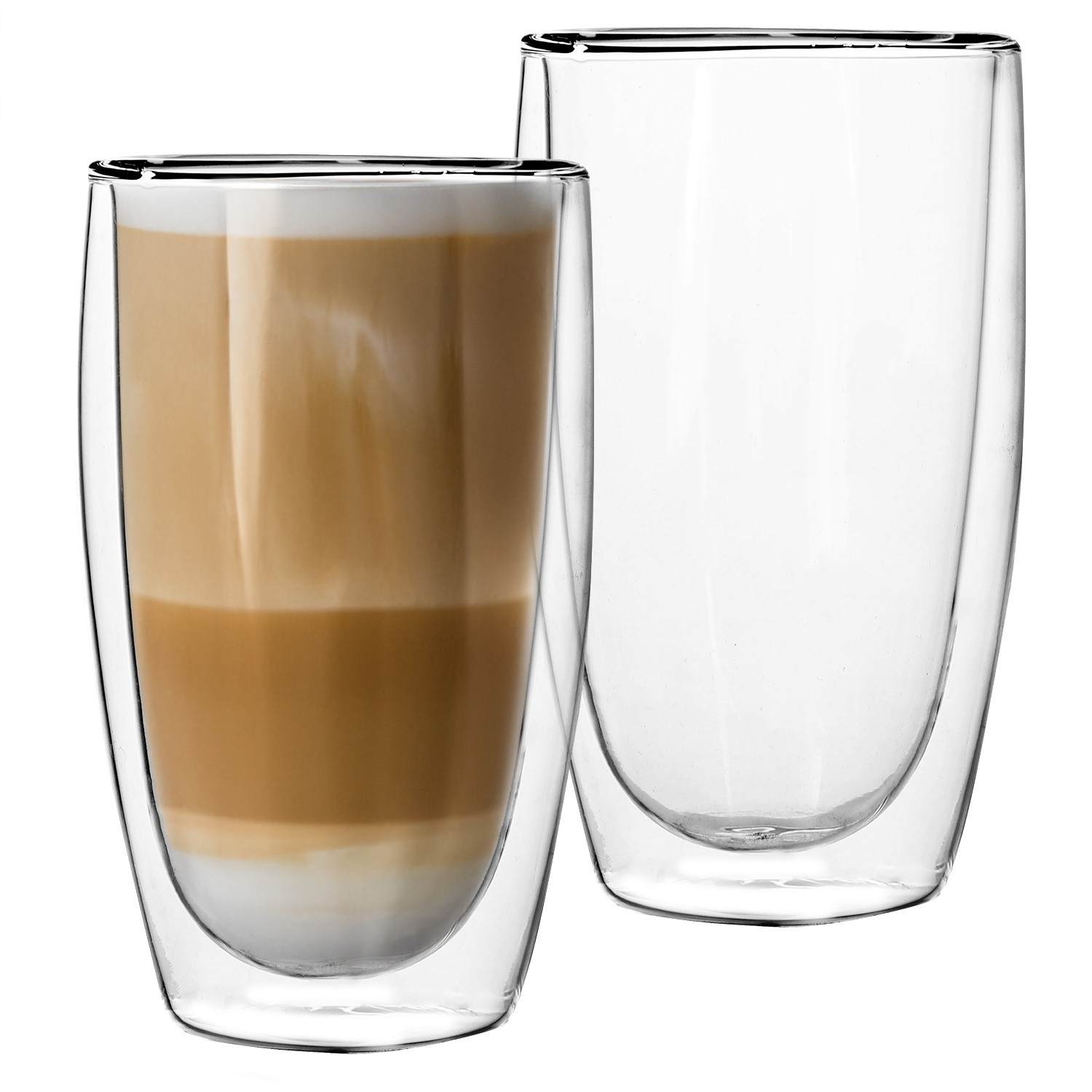 E-shop Doppelwandige Gläser 2er Set – 450 ml Kaffeegläser & Gläser | hitzebeständig & edles Design