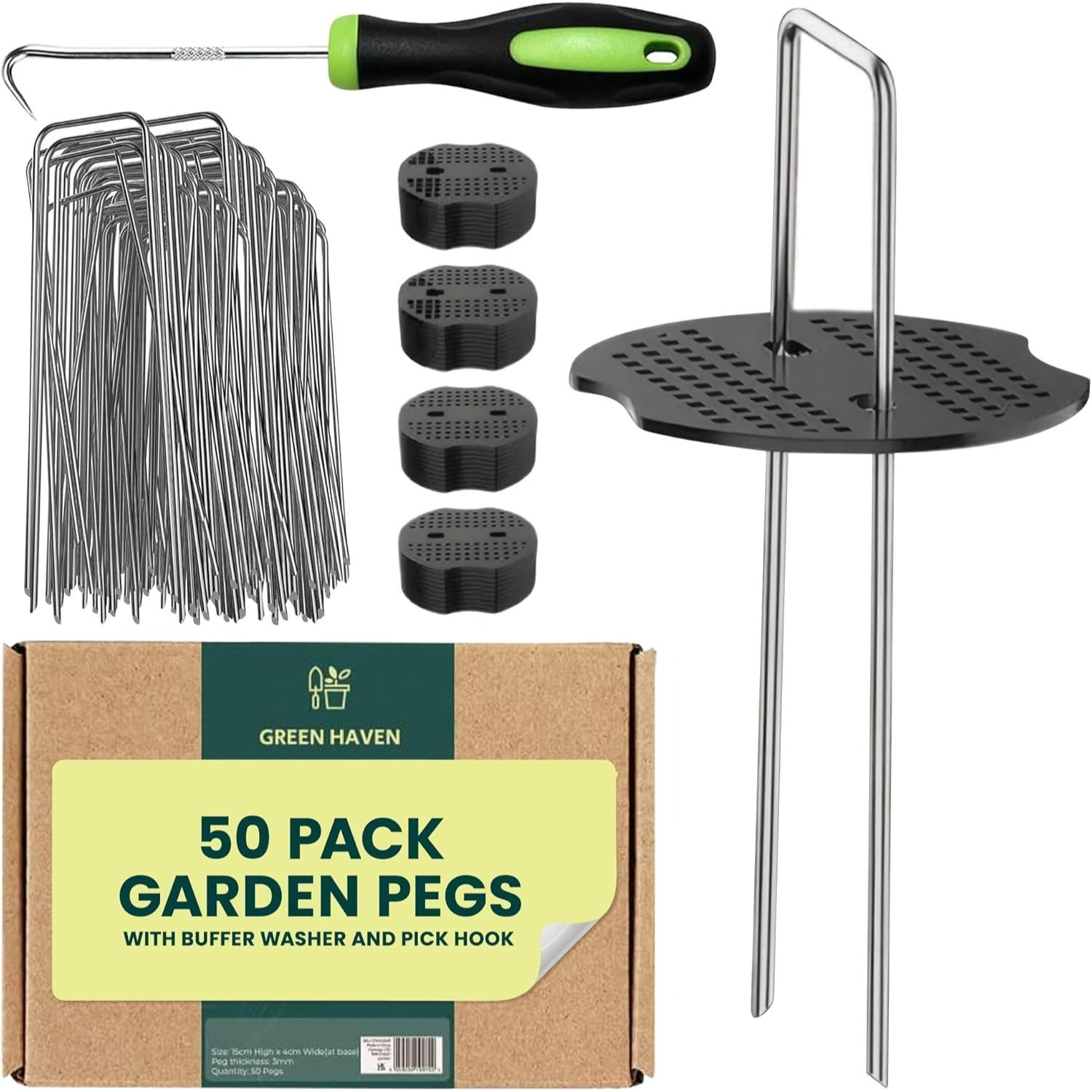 TEMU 50 / 100 Pcs U-shaped Garden Pegs 15cm Galvanised Metal Ground For Control Fabric, Barrier, Landscape Membrane, Netting, Artificial Grass, Lawn