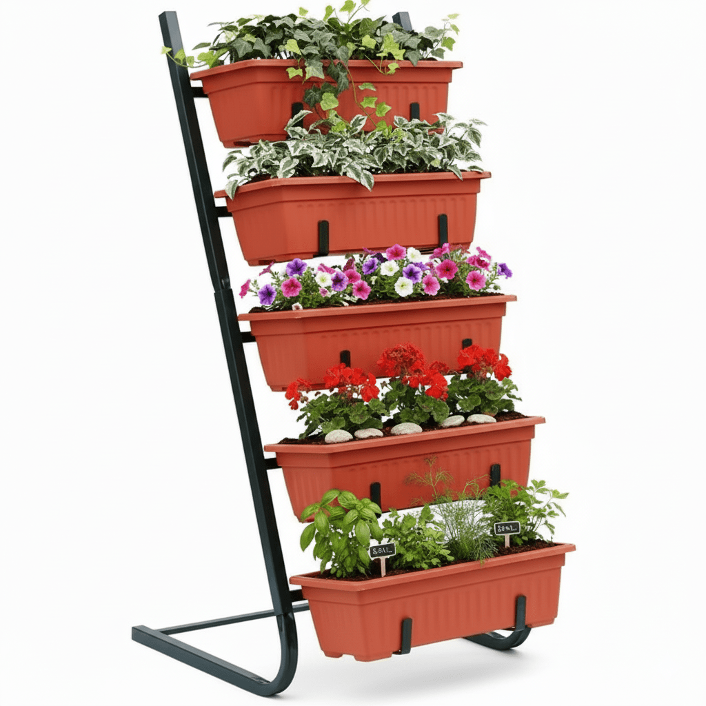 TEMU 5 Tiered Vertical Planter - Garden Planter With 5 Removable Trays, Outdoor Indoor Raised Garden Beds, Quality Metal Planter Stand For Flowers,