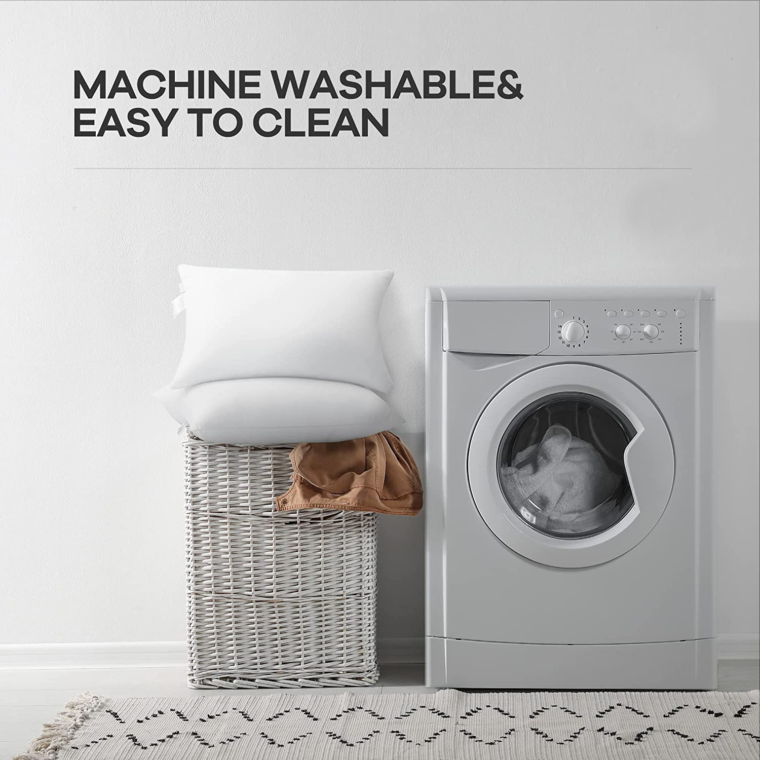 2pcs Plain Filled Pillows – Soft & Breathable, Bounce Back Support Neck Pillow, All-Season Comfort, Machine Washable, Perfect for Home, Living Room & Hotel Use