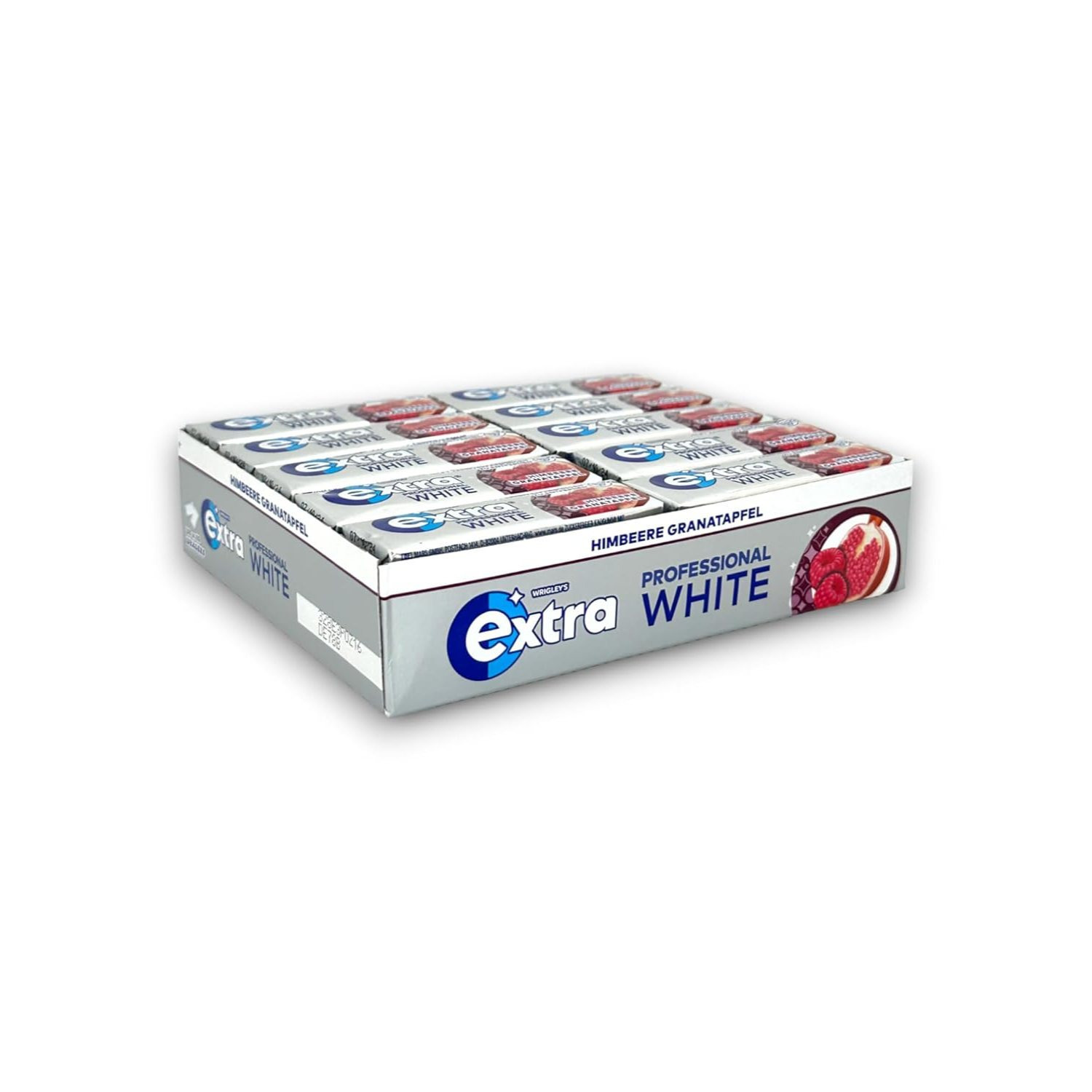 E-shop Extra Professional White Himbeere-Granatapfel, Zuckerfreier Kaugummi, Multipack mit 30x10 Dragees