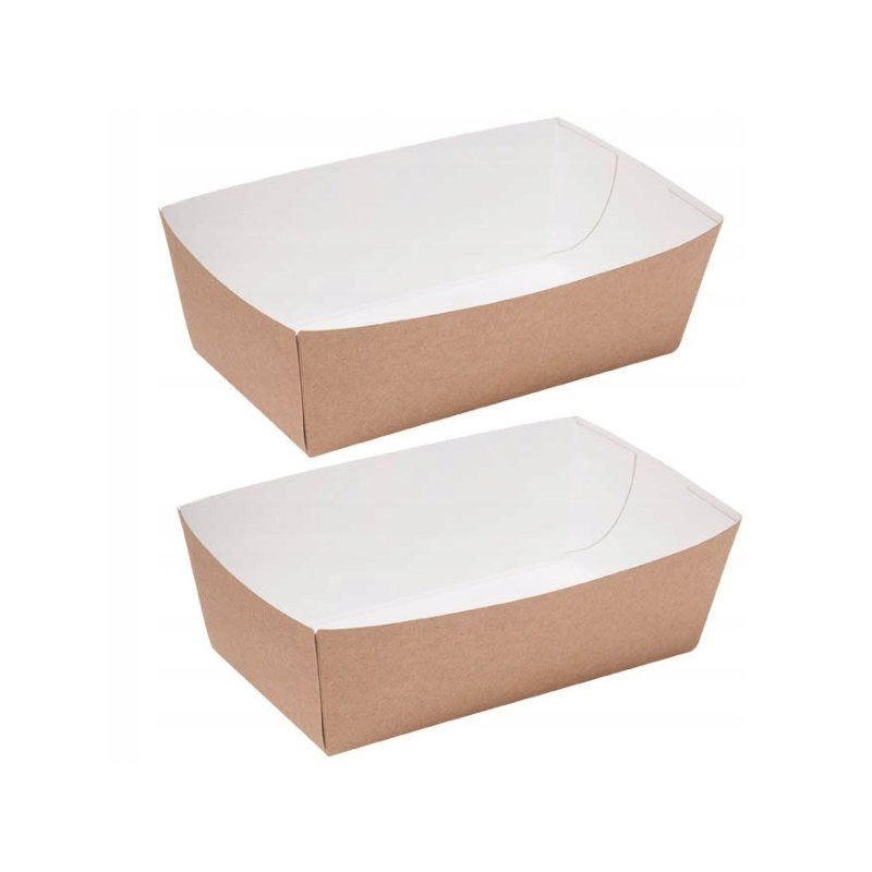 Image of Deep Paper Trays For Snacks And Fries, 12x6x4 Cm, 100 Pcs, Disposable Catering For Events, Restaurants, , Takeout