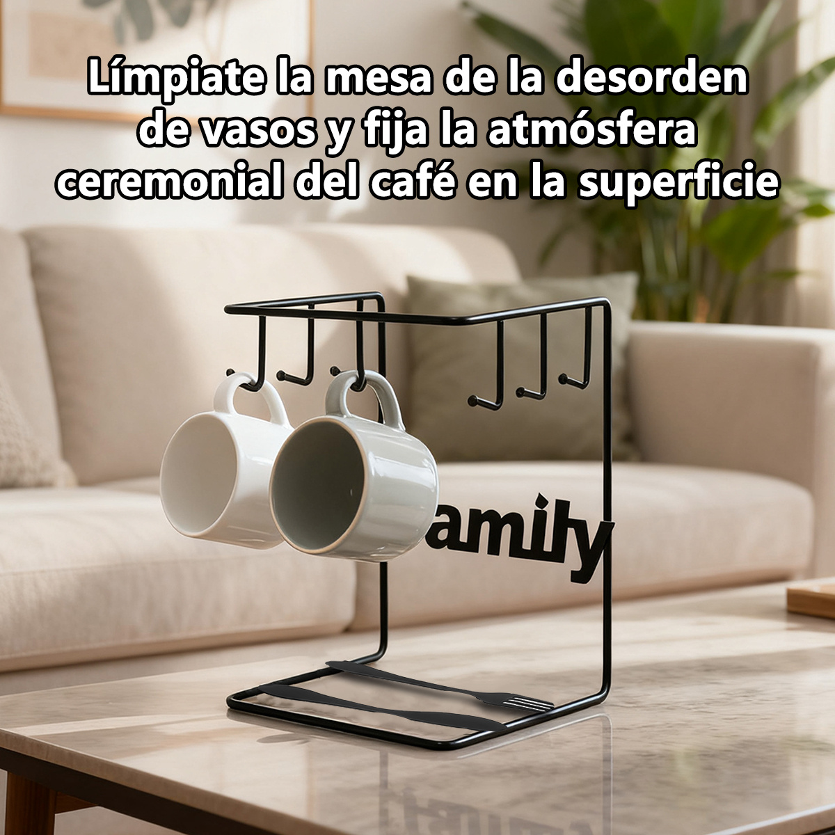 TEMU El COLGADOR DE TAZAS herramienta para guardar tazas de café. También colgar fácilmente tazas, vasos y otras tazas de agua. Su diseño de