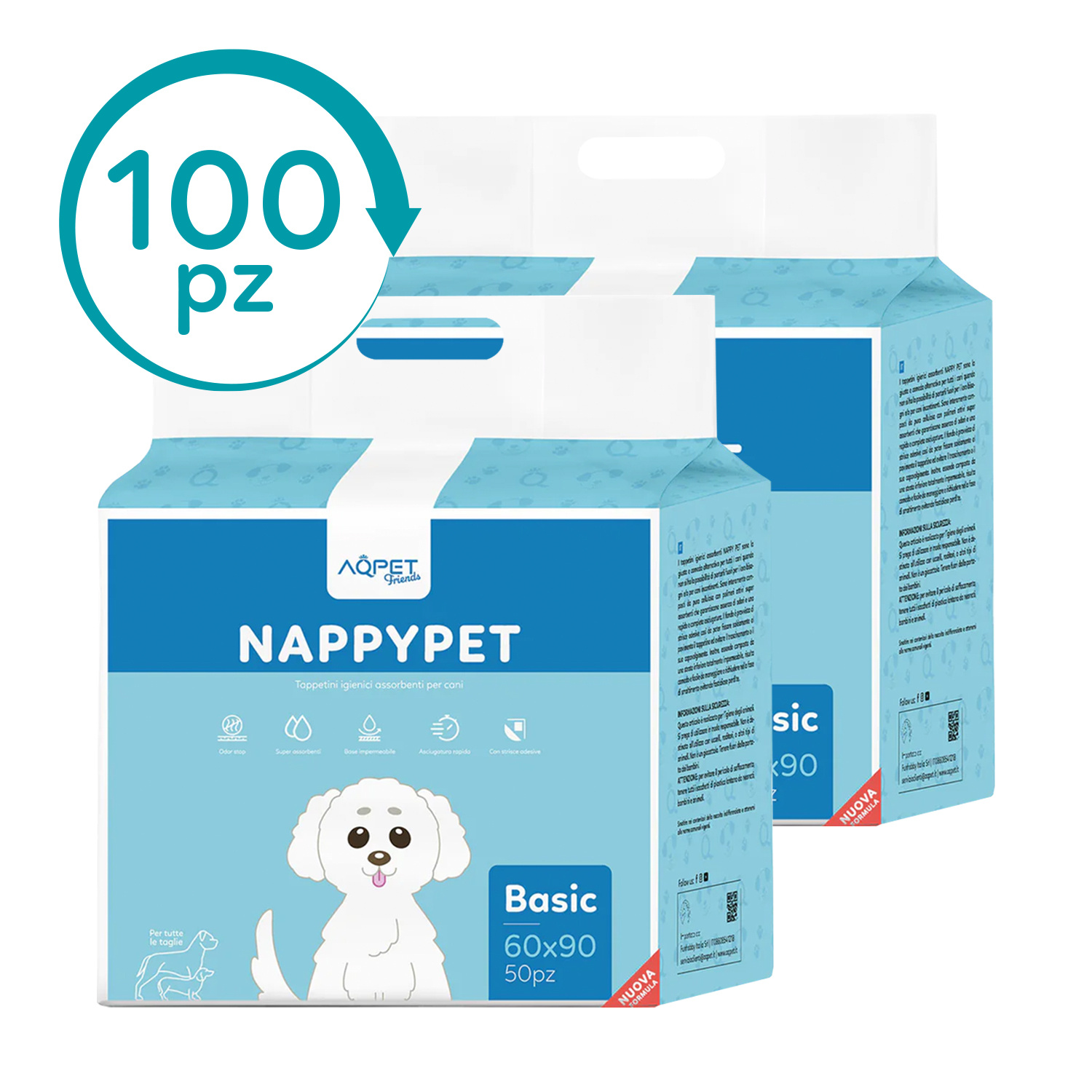 TEMU AQPET FRIENDS NAPPY PET Tappetini Igienici per Cani 60x90 cm Super Assorbenti con Impermeabile e Adesivi Antiscivolo �� Confezione Risparmio