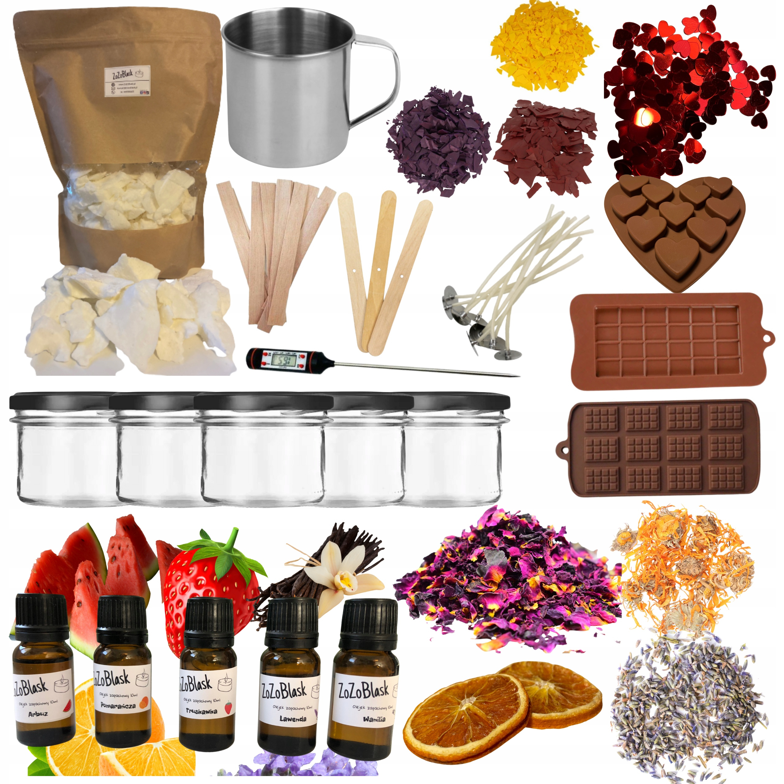 Image of Diy Xxl Soy Candle Making Kit | Soy Wax | Scented Oil | Wooden And Cotton Wicks | Silicone Molds | Free Pdf Instructions | Valentine's Gift