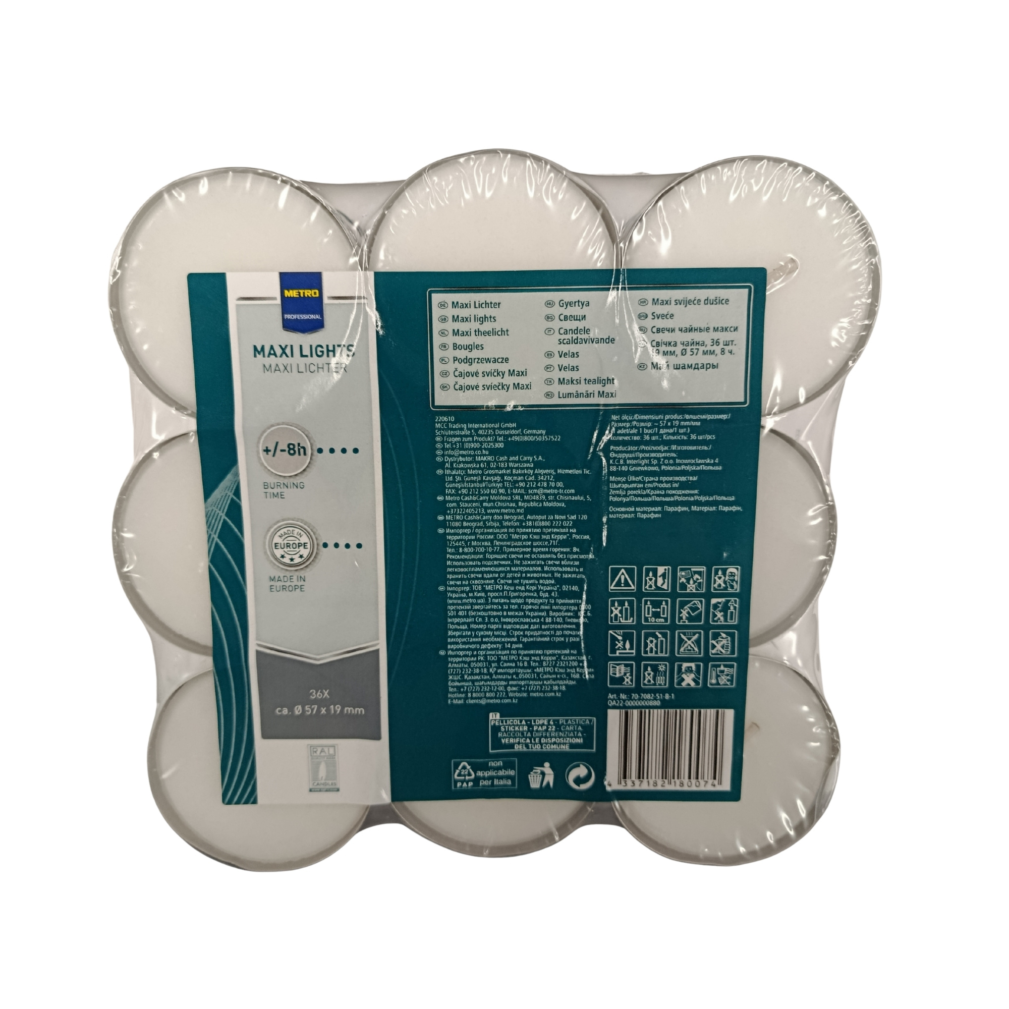 Image of Metro Professional Maxi Tea Lights 36pcs, Paraffin, Ø 5.7 X 1.9 Cm, , White, For Or Party With Or Cozy Evenings...