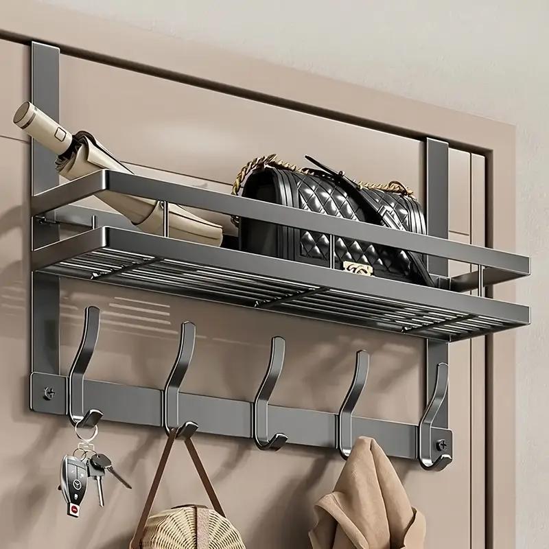 5 hooks over the door hanger over the door storage rack with 5 hooks   multifunctional metal hooks suitable for bedroom bathroom and kitchen organization utility racks