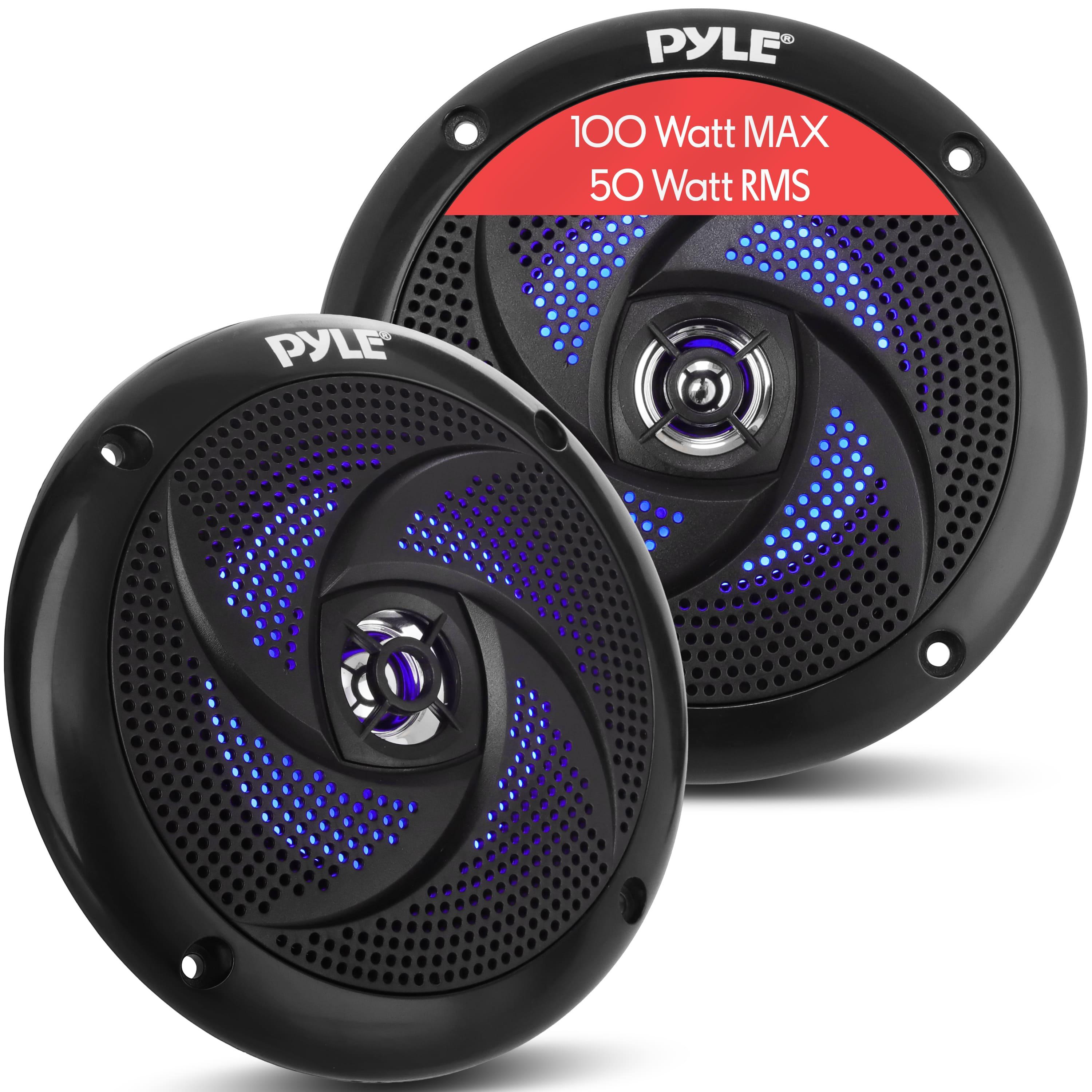 Image of Waterproof Marine Speakers - 101.6 Mm 2-way For Off-road Vehicles And Weather-resistant, Outdoor Stereo With Led Lights, 100 Watts Power, Pair, Black