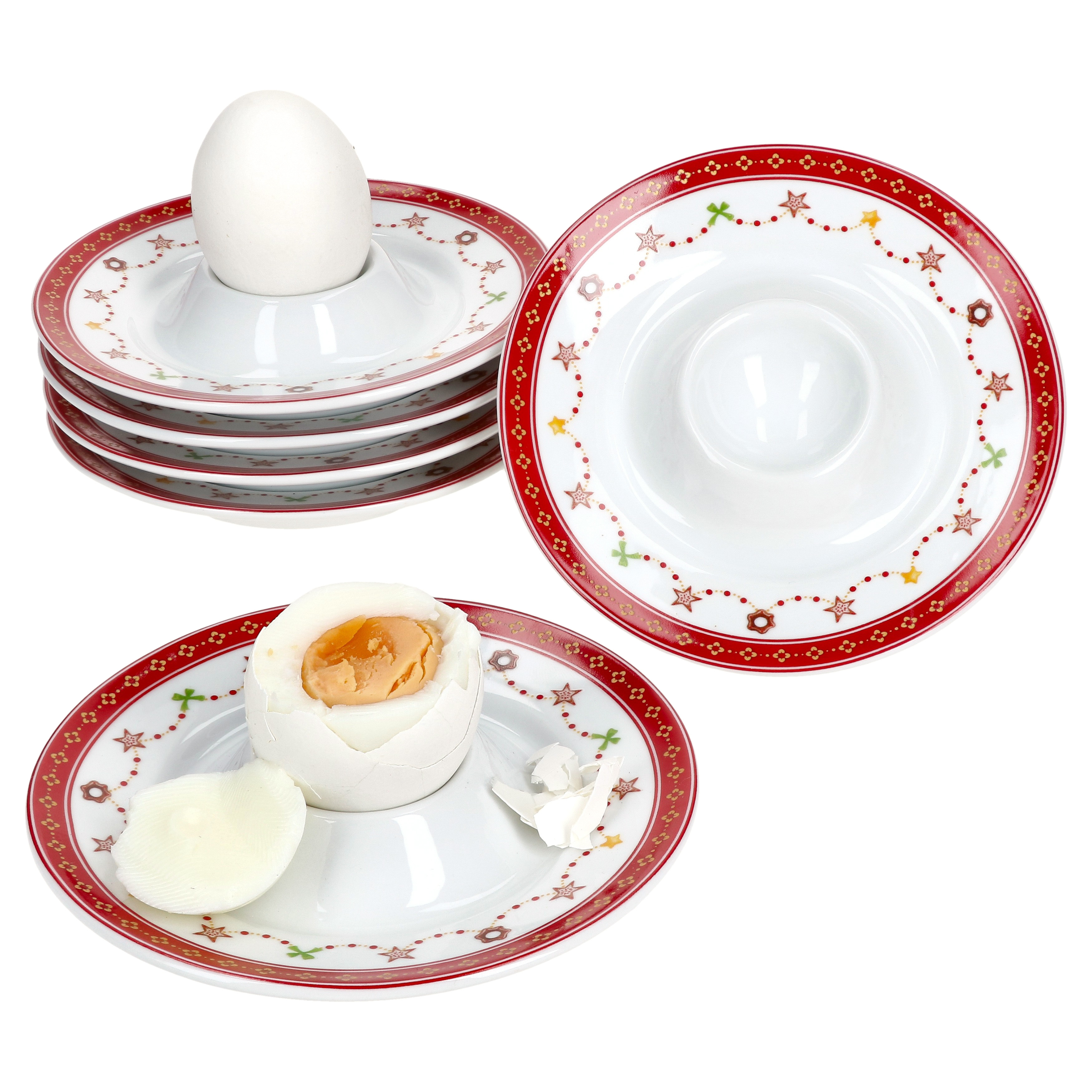 6pcs Egg Cup Set With Stand Porcelain 6 . Christmas Breakfast