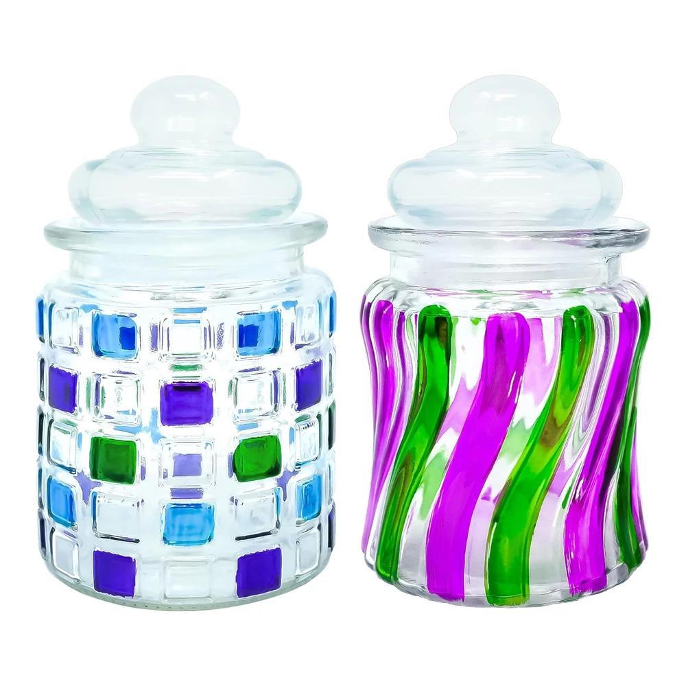 TEMU LG Luxury & Grace Set de 2 Saleros de Cristal (0,28 L, 12,5×8 cm) – Pintados a – Con de Fácil