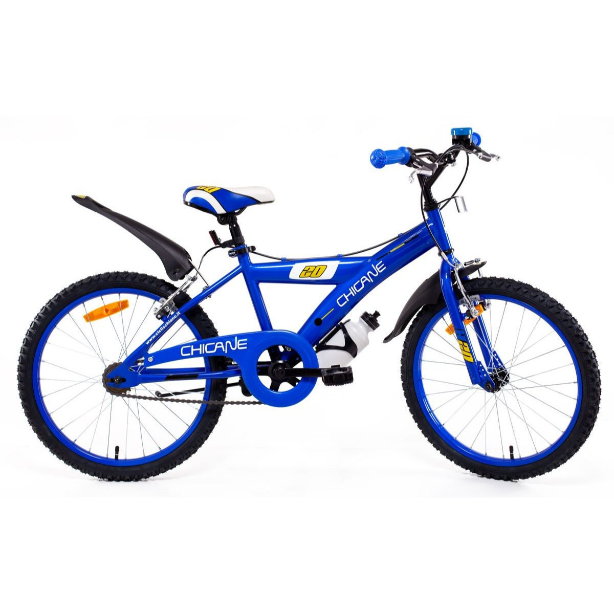 Image of 20-inch Kids' Bmx Bike For Boys With Rim Brakes, Side Stand, , Mudguards, And Water Bottle Holder - Chicane Blue