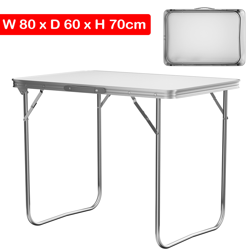 Image of Fold Away Table, Heavy Duty Steel Folding Table, Utility Table 70cm Height 80x60cm Tabletop, Foldable Table For Outdoor Garden Camping Picnic Table, Lightweight And Portable, And Set Up