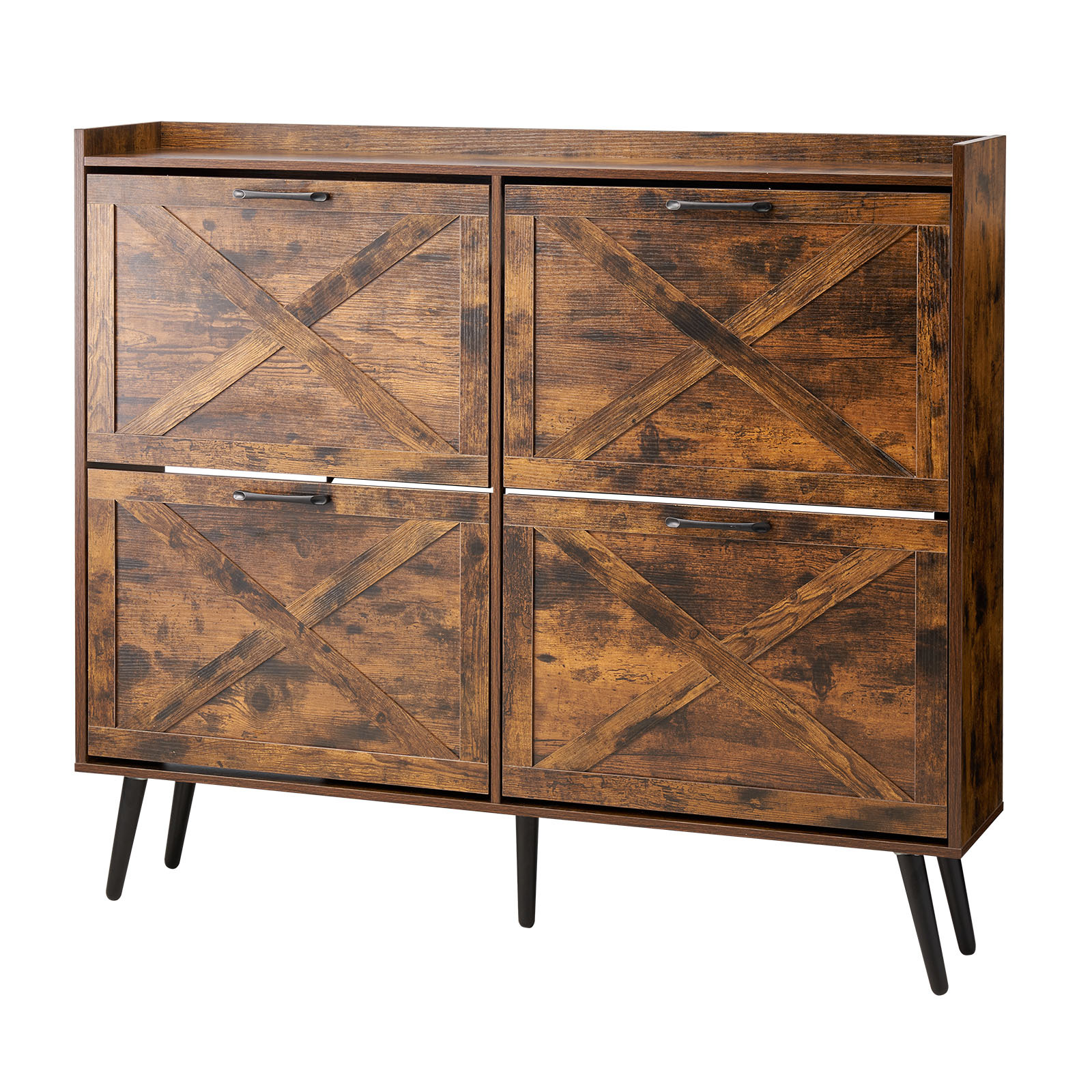 TEMU VEVOR Meuble à Chaussures avec 4 Tiroirs à Basculer, Armoire de Rangement pour Chaussures de Ferme avec Pieds en Bois et Dispositif