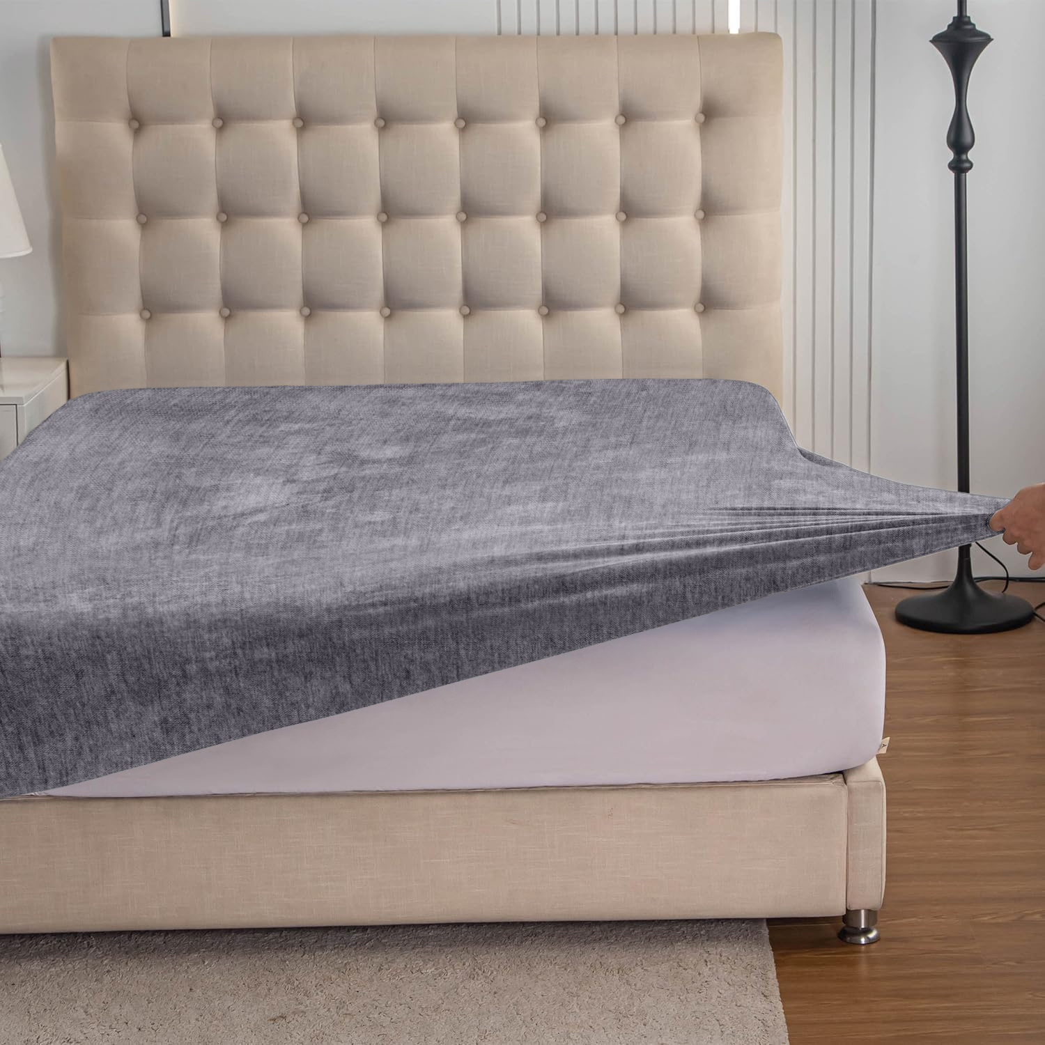 TEMU 1pc Soft Jersey Fitted Sheet 30cm Deep Pocket – Breathable & Noiseless Fitted Bed Sheet, Stretch Fabric For On Any Bed, Single Double King &