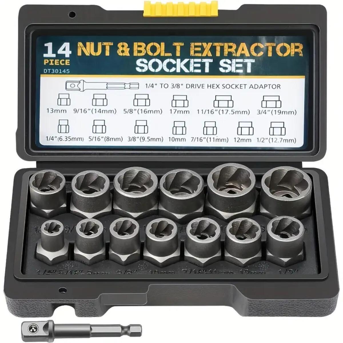 E-shop 14-teiliges Inbusschlüssel-Set | Kompatibel mit 1/4"-3/8" Fassungen, Abdeckung von 6, bis 19 mm, Starker Halt, Einfach zu entfernen, Metall,