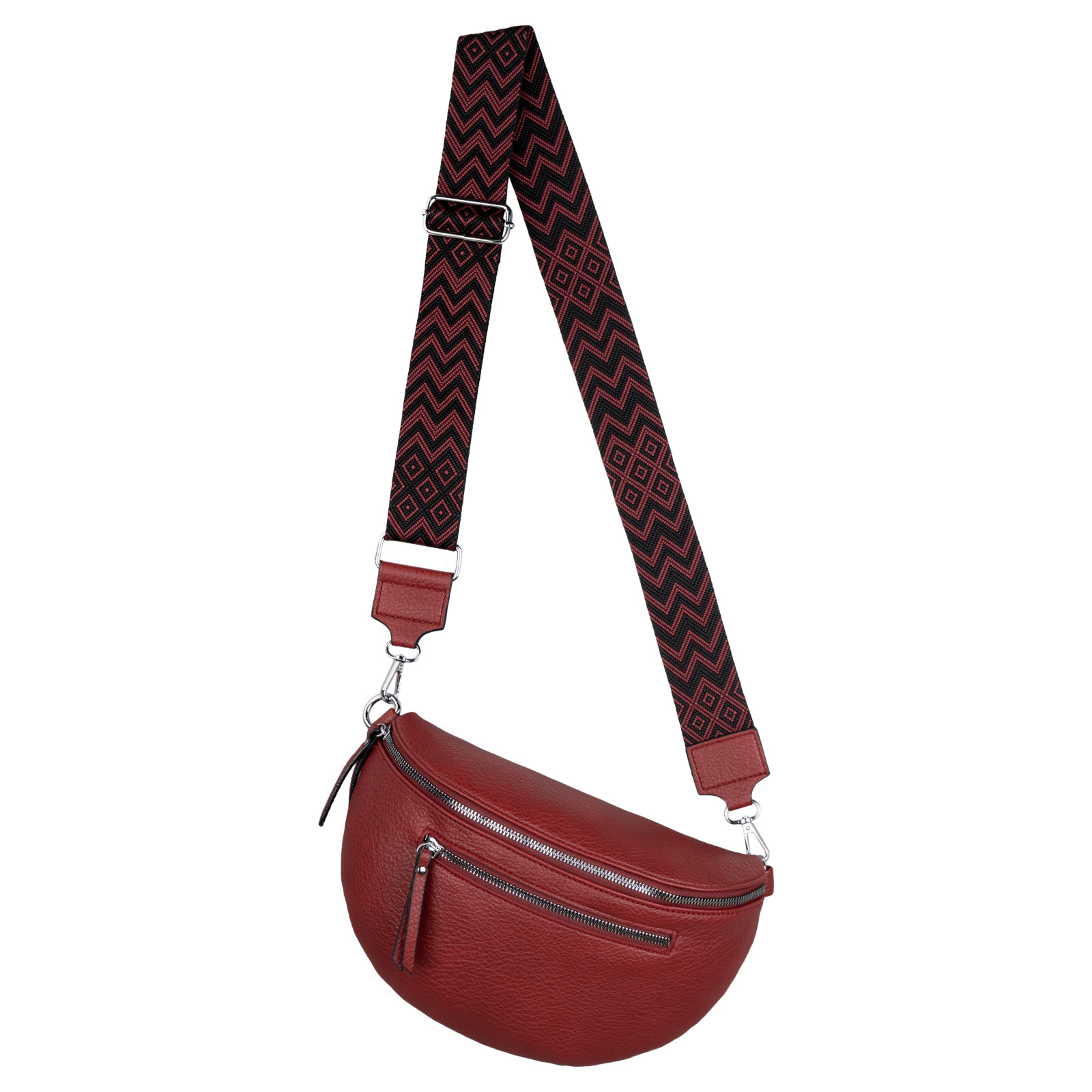 Crossbody Bag Fanny Pack Hip Bag Leather Italy Design Red-w