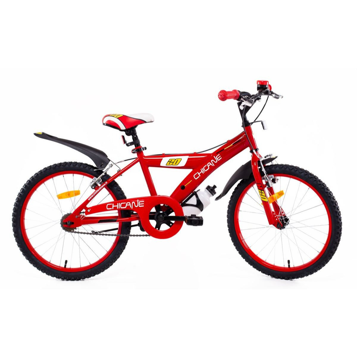 Image of 20-inch Kids' Boys' Bmx Bike, Children's Bicycle With Rim Brake, Side Stand, , Mudguards, And Water Bottle Holder, Chicane Red