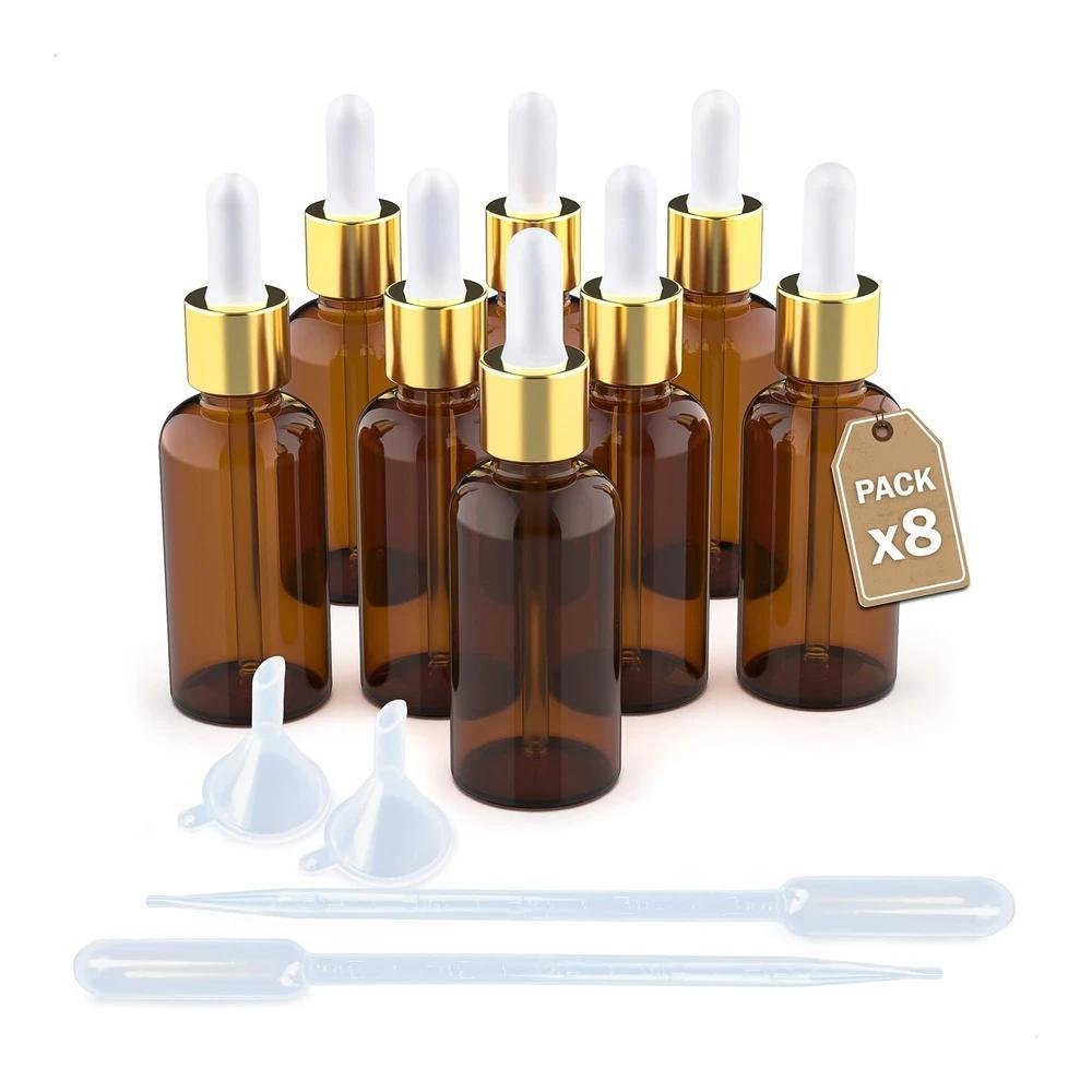 TEMU LG Luxury & Grace de cristal ámbar con cierre dorado y blanca Pack 8 x 30 ml - 107 x 33 mm