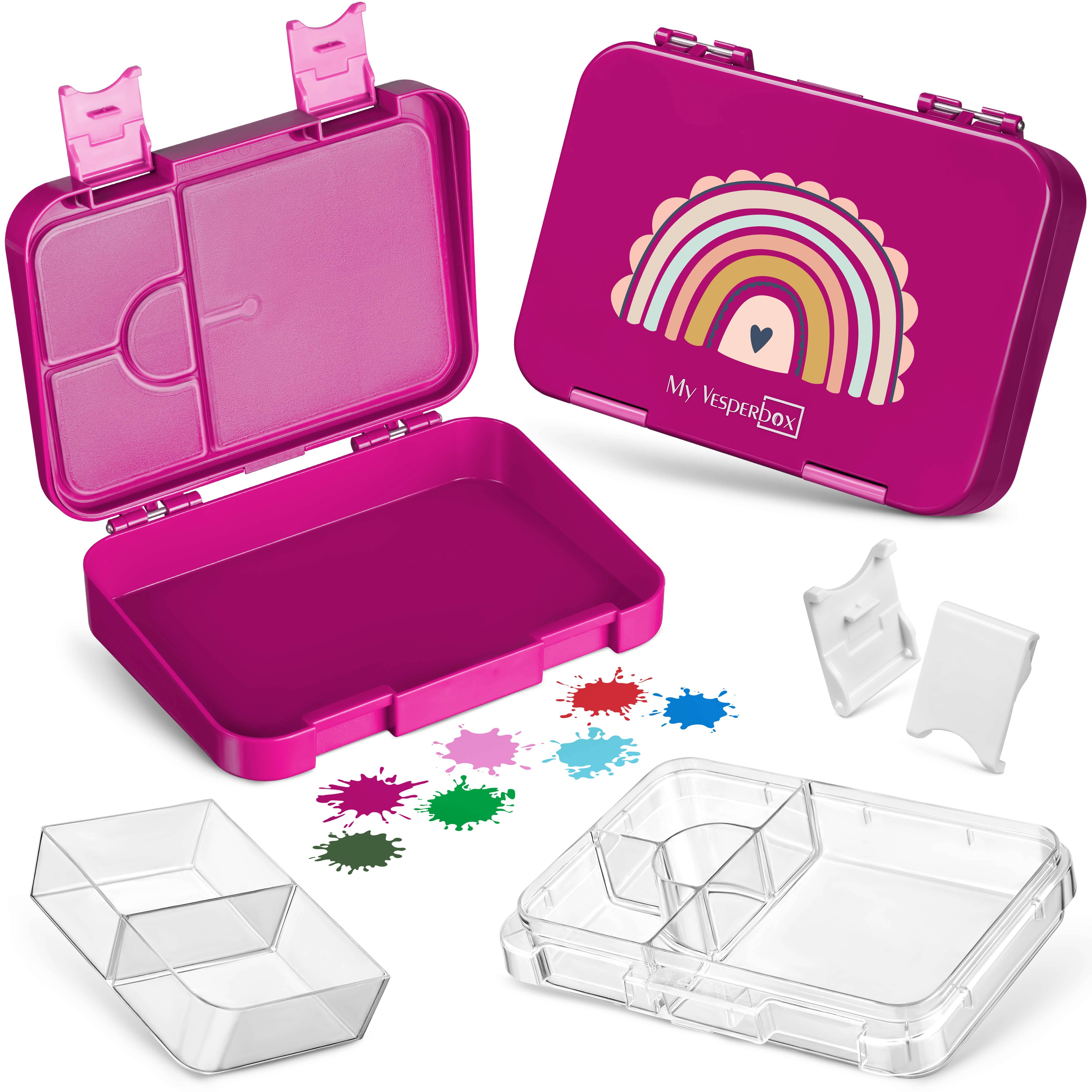 Image of Bread Box For Kids With Compartments – Lunchbox For School & Kindergarten – Leak-proof & Dishwasher-safe – Many : Horses, , Excavators, Soccer, Lion, Fox – For – Myvesperbox Len