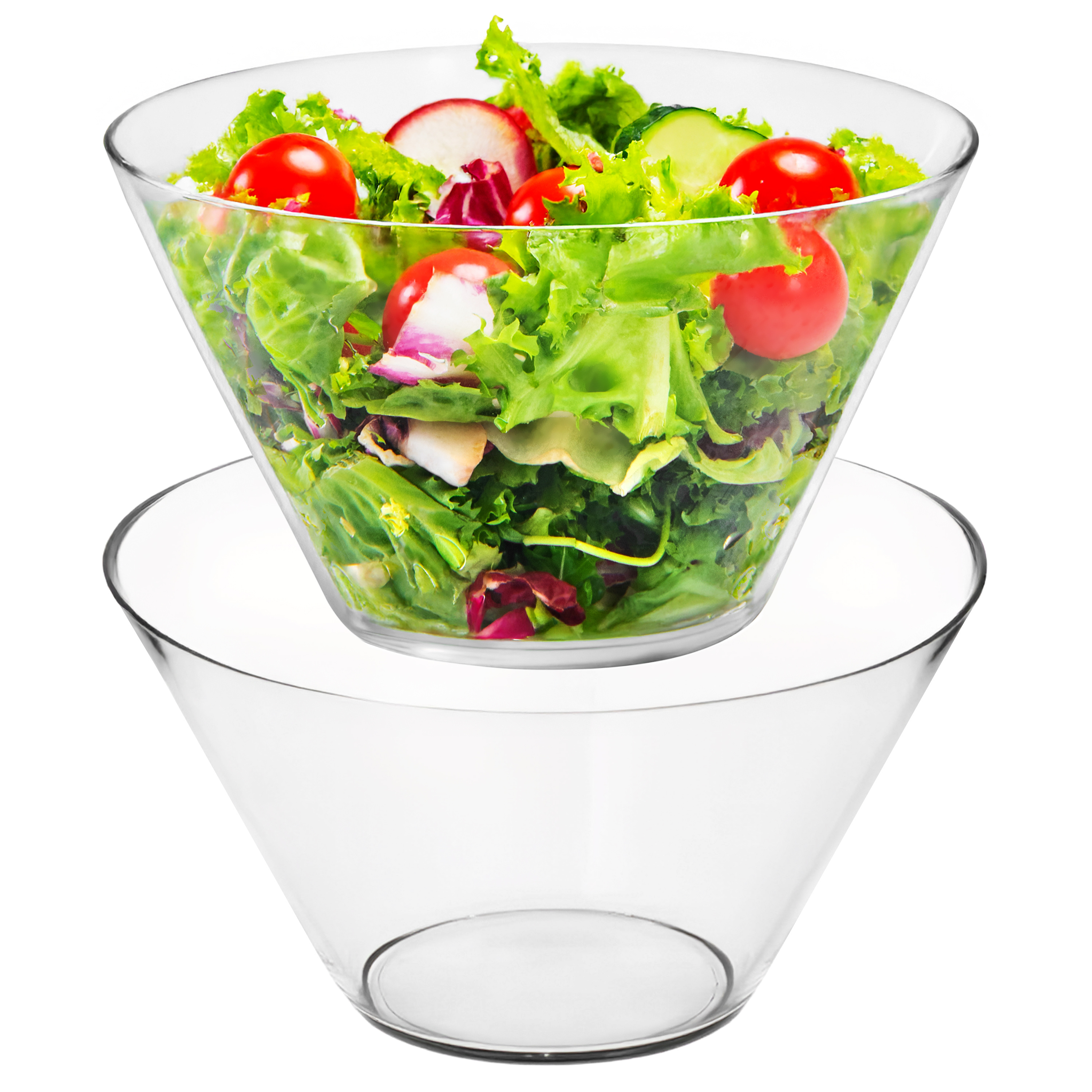 E-shop Elegante Salatschüsseln aus hochwertigem Glas – wahlweise 830 ml (Ø 16 cm) oder 3180 ml (Ø 25 cm), einzeln oder im 2er Set – transparent, &