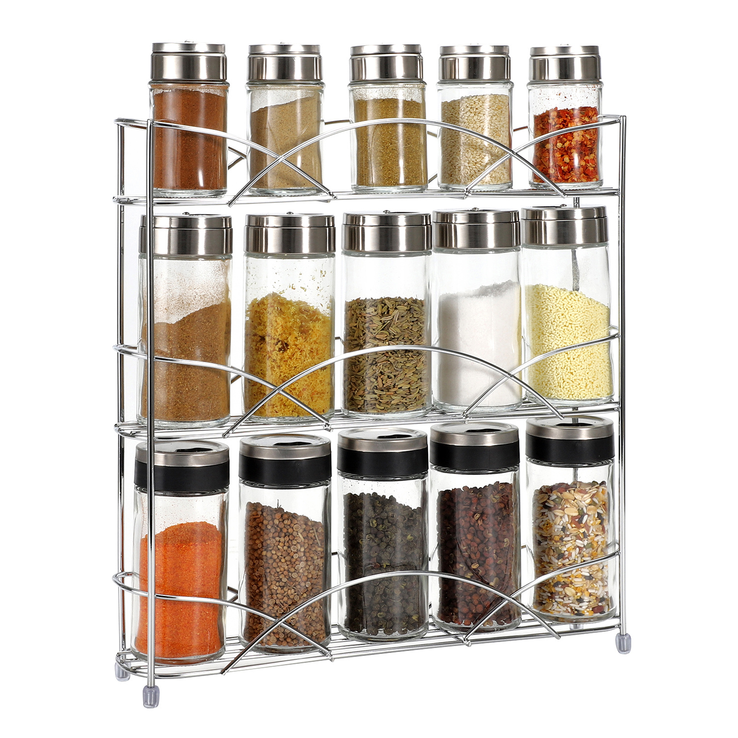 TEMU Vinsani 3-tier Spice Rack – Freestanding Kitchen Shelf Organizer For Herbs, Spices, Jars & Bottles – Space-saving Countertop & Cabinet Storage,