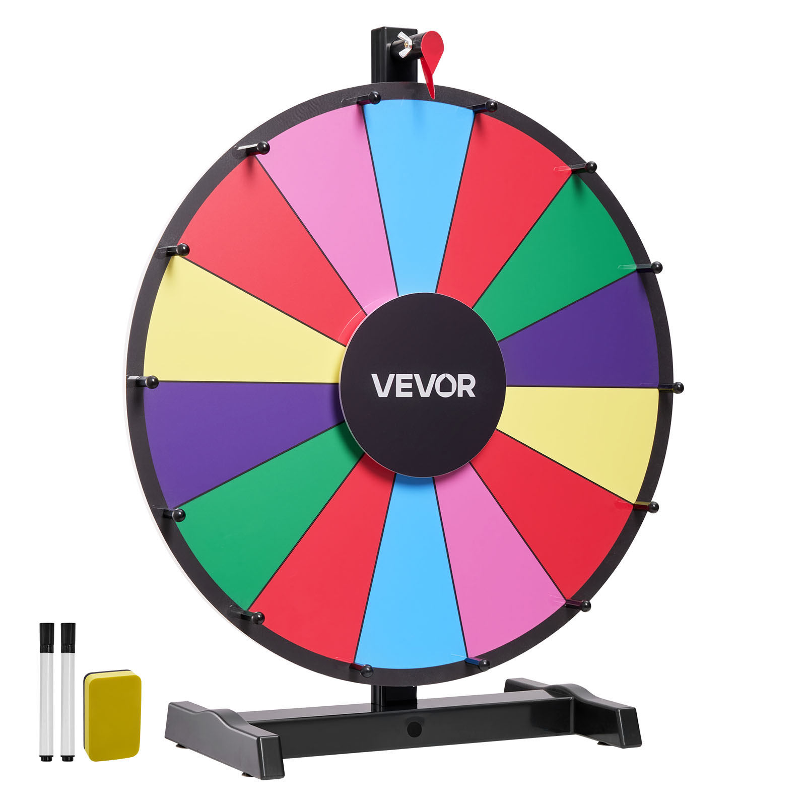 TEMU VEVOR Roue de Spinning 457 mm / 18 pouces, Roue de Jeu à 14 Emplacements avec Support, Roulette de Table pour Gagner de l'Argent avec Effacement