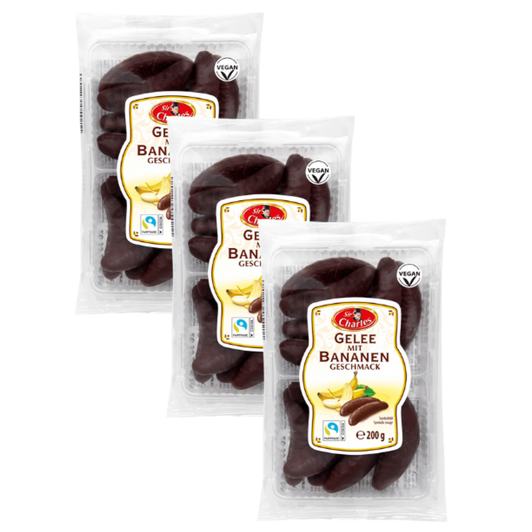 Image of Sir Charles Chocolate-covered Banana Flavored Jelly 3 X 200g | 6 X 200g | Rich Fruit Jelly With Banana Flavor In A Crispy Dark Chocolate Coating